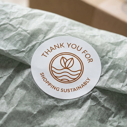 Minimalist Thank You Stickers for Small Business, Eco Sprout Waves, 2-Inch Round, 60 Labels | Varikit