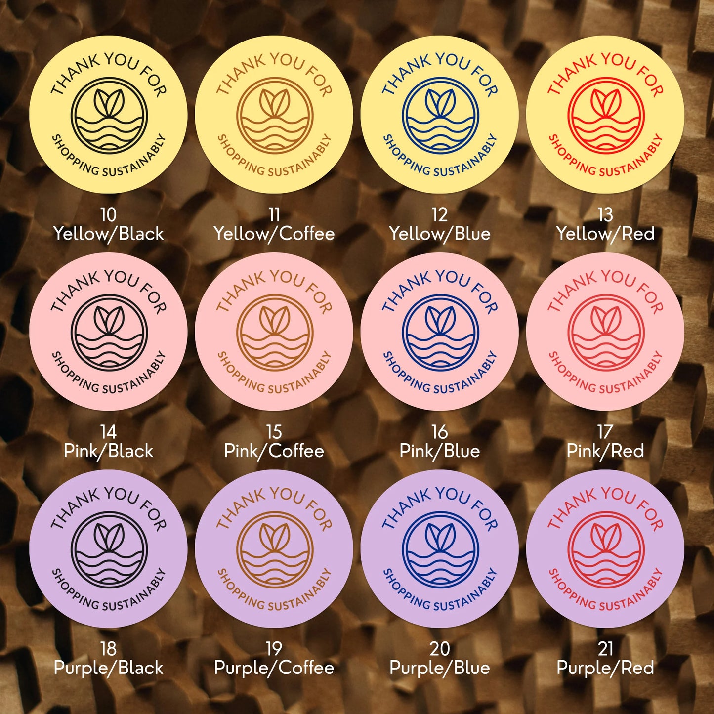 Pegatinas minimalistas de agradecimiento para pequeñas empresas, ondas de brotes ecológicos, redondas de 2 pulgadas, 60 etiquetas | Varikit