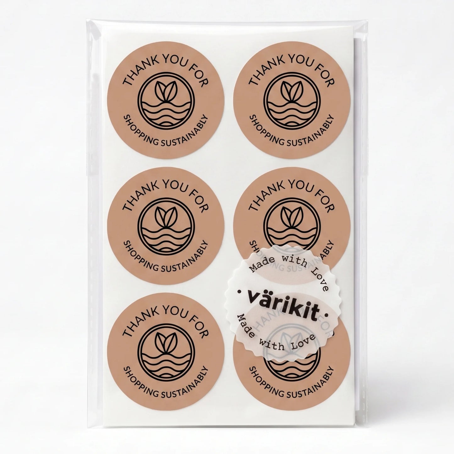 Pegatinas minimalistas de agradecimiento para pequeñas empresas, ondas de brotes ecológicos, redondas de 2 pulgadas, 60 etiquetas | Varikit