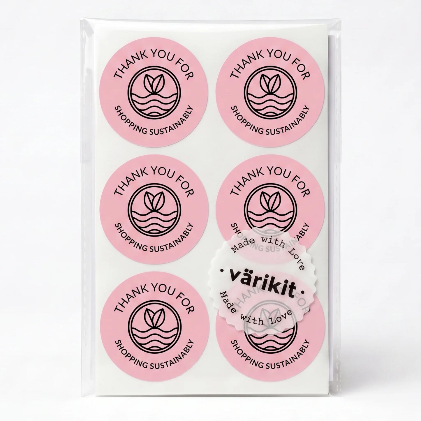 Pegatinas minimalistas de agradecimiento para pequeñas empresas, ondas de brotes ecológicos, redondas de 2 pulgadas, 60 etiquetas | Varikit