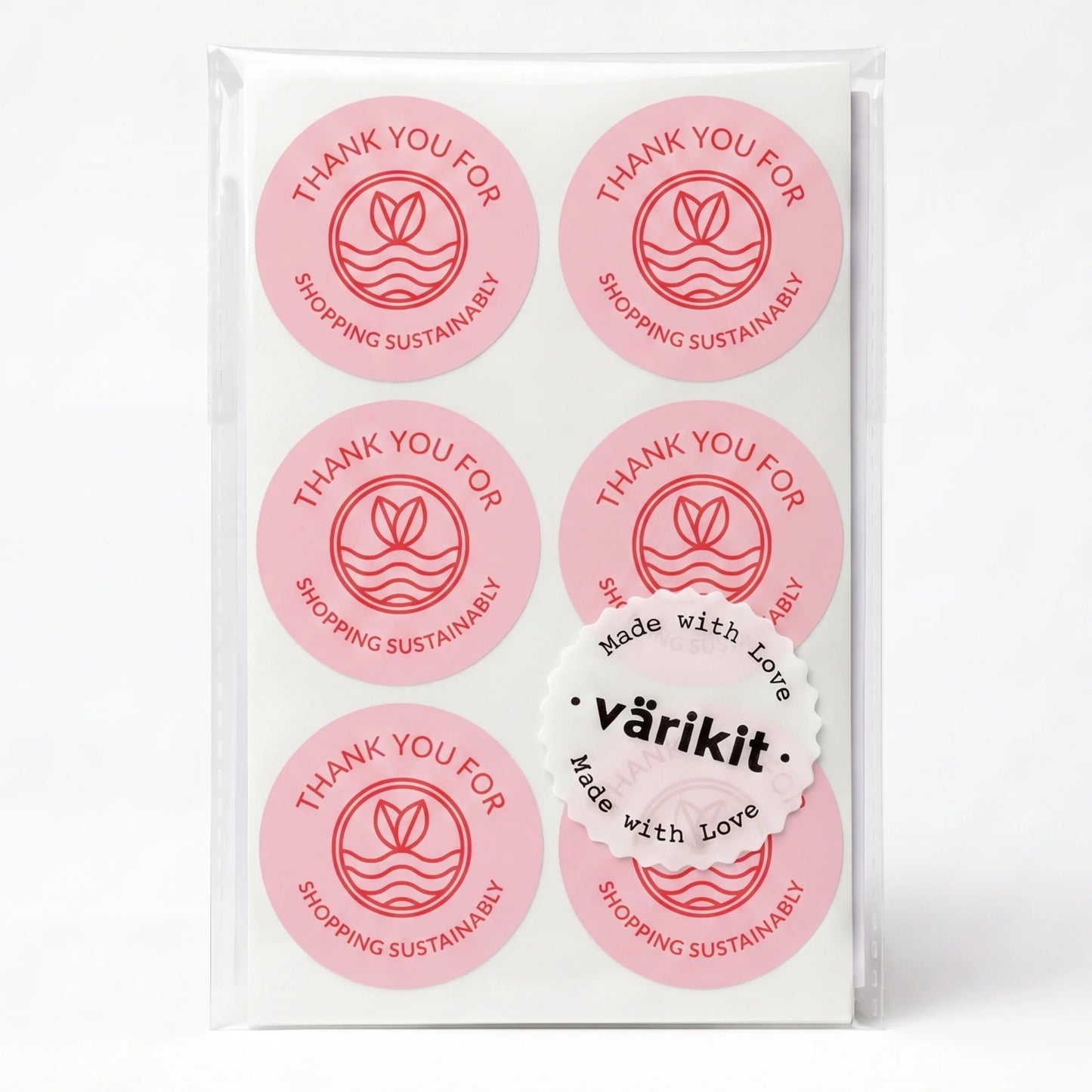 Pegatinas minimalistas de agradecimiento para pequeñas empresas, ondas de brotes ecológicos, redondas de 2 pulgadas, 60 etiquetas | Varikit