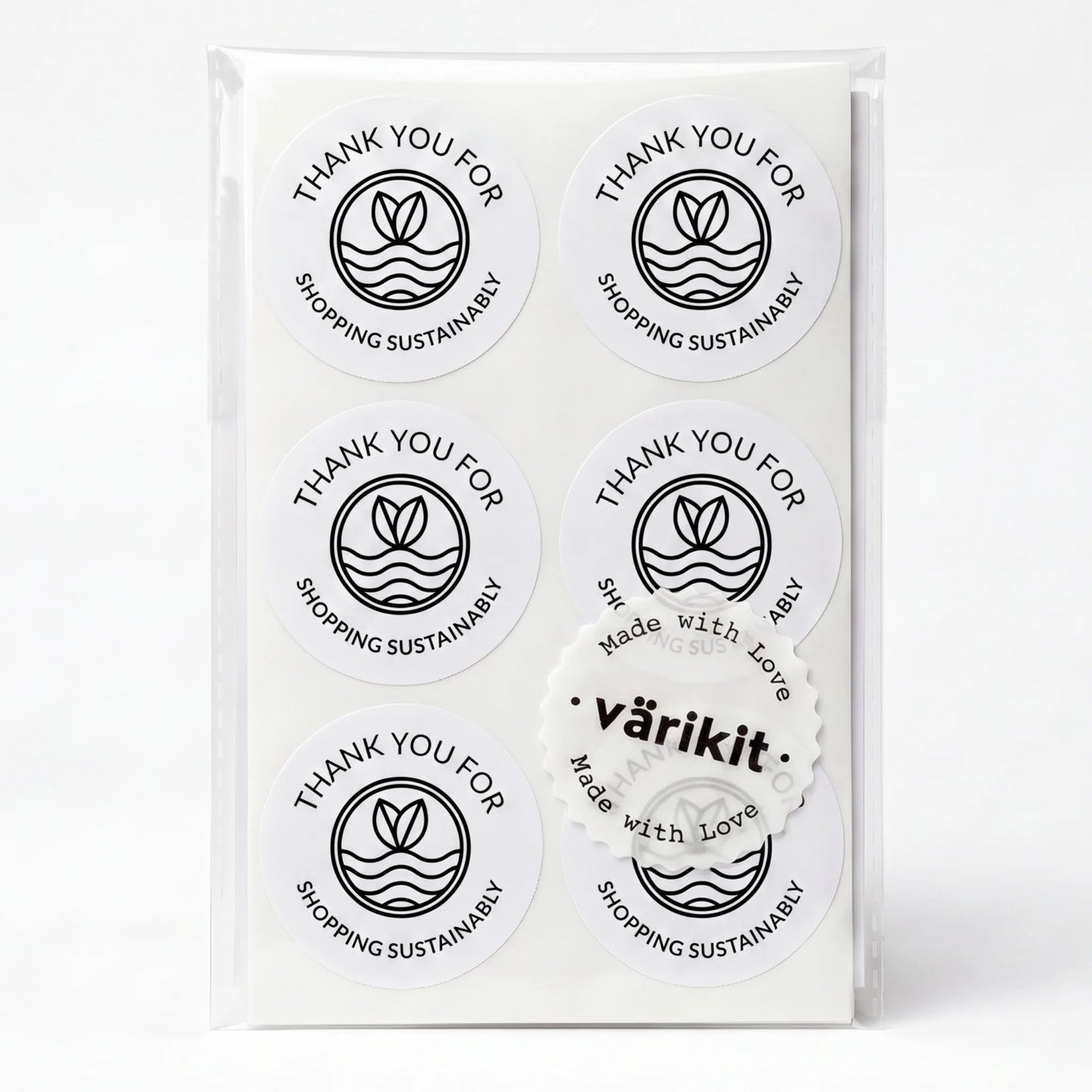 Pegatinas minimalistas de agradecimiento para pequeñas empresas, ondas de brotes ecológicos, redondas de 2 pulgadas, 60 etiquetas | Varikit