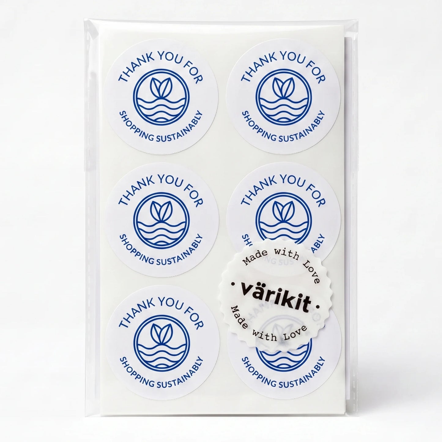 Pegatinas minimalistas de agradecimiento para pequeñas empresas, ondas de brotes ecológicos, redondas de 2 pulgadas, 60 etiquetas | Varikit