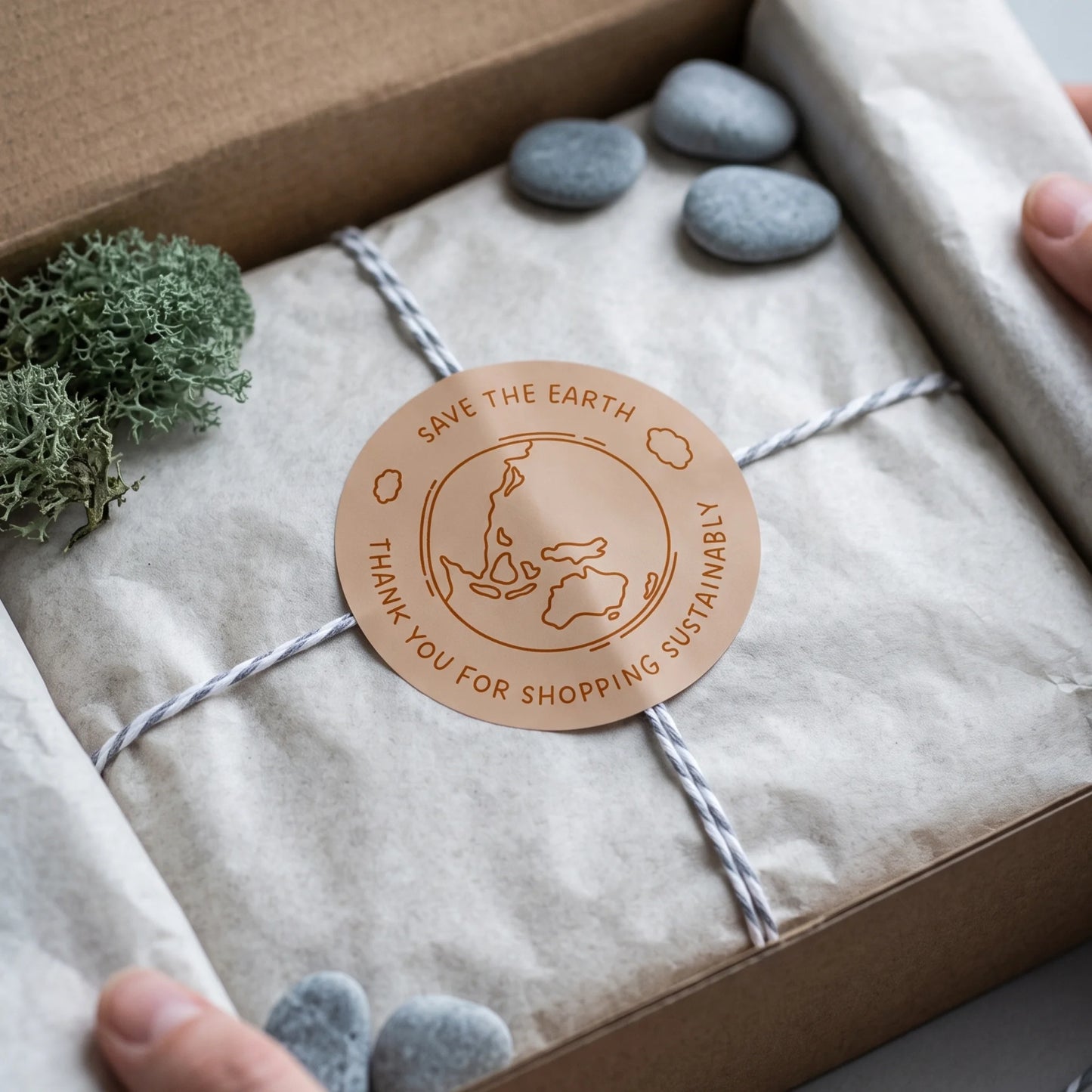 Pegatinas manuscritas de agradecimiento para pequeñas empresas, tierra ecológica garabateada, redondas de 2 pulgadas, 60 etiquetas | Varikit