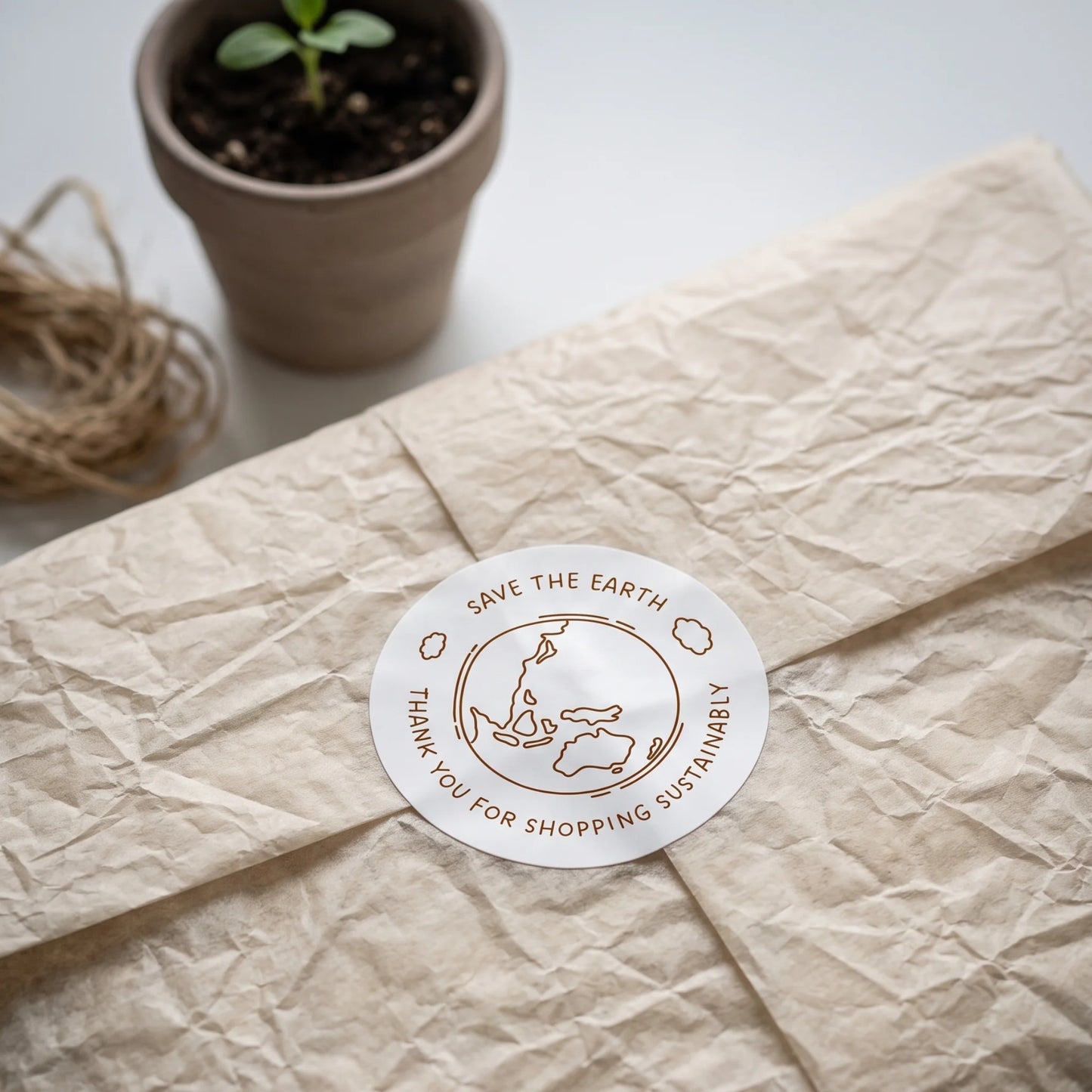 Pegatinas manuscritas de agradecimiento para pequeñas empresas, tierra ecológica garabateada, redondas de 2 pulgadas, 60 etiquetas | Varikit