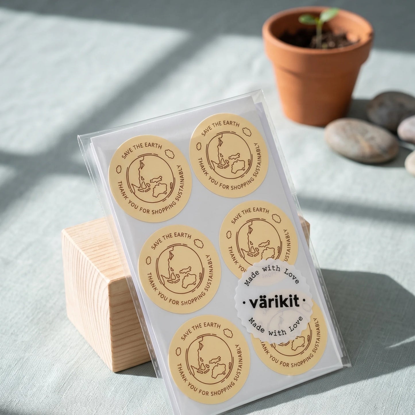 Pegatinas manuscritas de agradecimiento para pequeñas empresas, tierra ecológica garabateada, redondas de 2 pulgadas, 60 etiquetas | Varikit