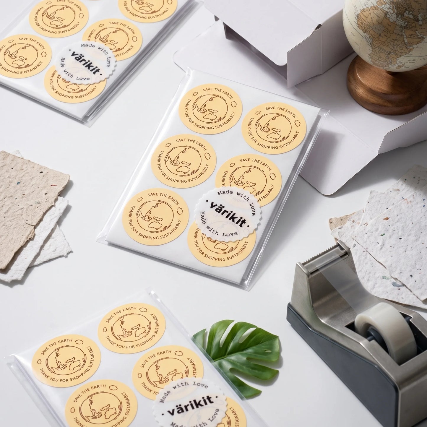 Pegatinas manuscritas de agradecimiento para pequeñas empresas, tierra ecológica garabateada, redondas de 2 pulgadas, 60 etiquetas | Varikit