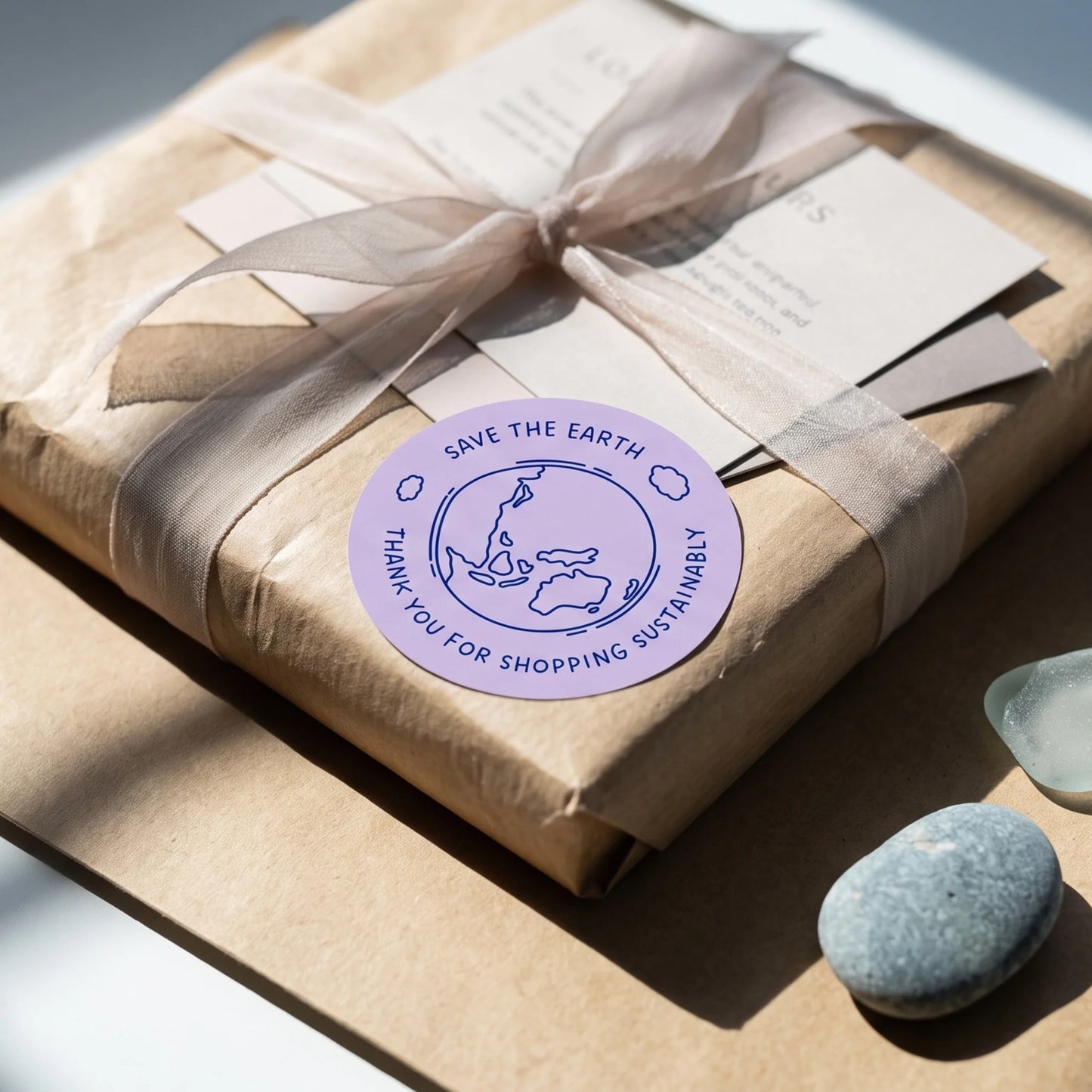 Pegatinas manuscritas de agradecimiento para pequeñas empresas, tierra ecológica garabateada, redondas de 2 pulgadas, 60 etiquetas | Varikit