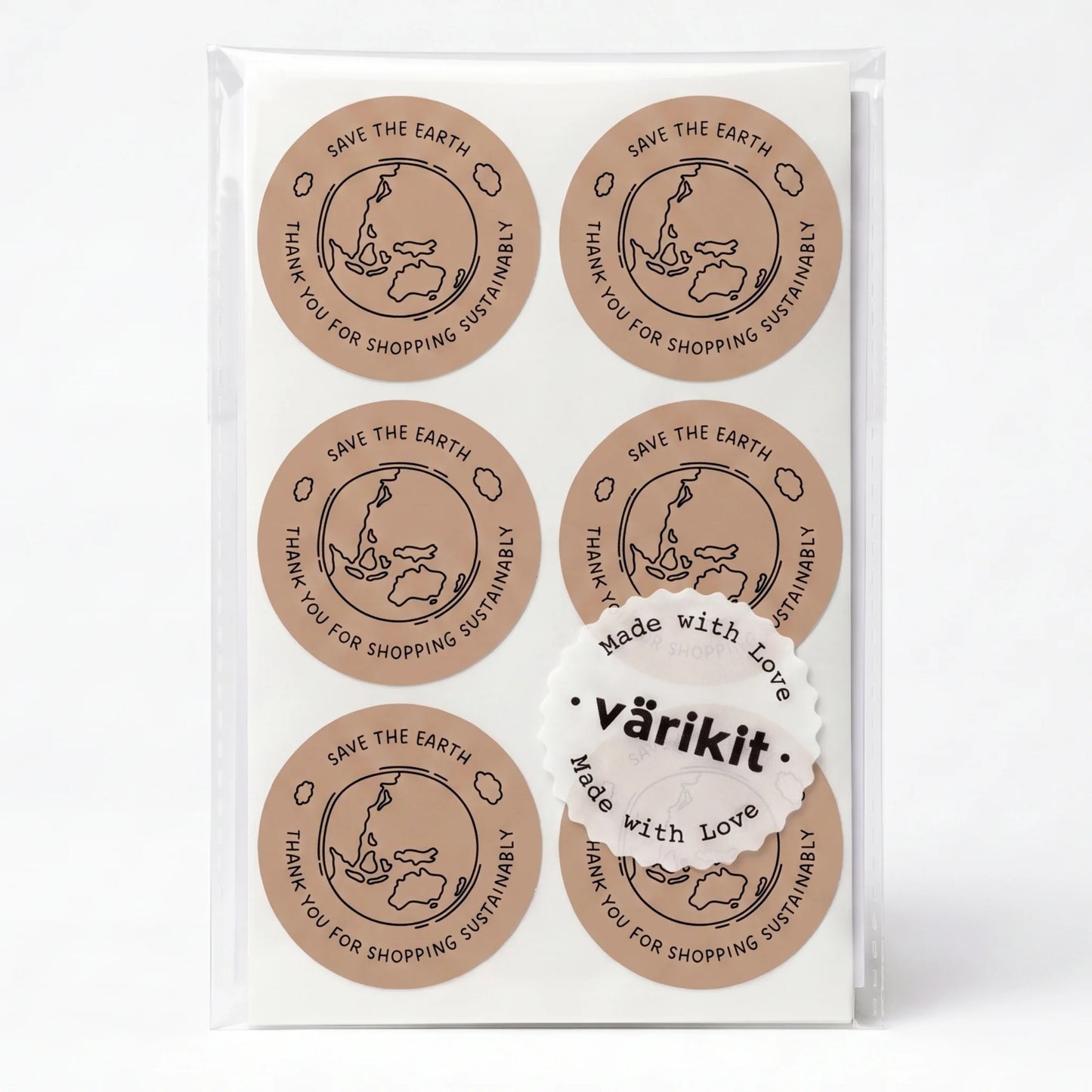 Pegatinas manuscritas de agradecimiento para pequeñas empresas, tierra ecológica garabateada, redondas de 2 pulgadas, 60 etiquetas | Varikit