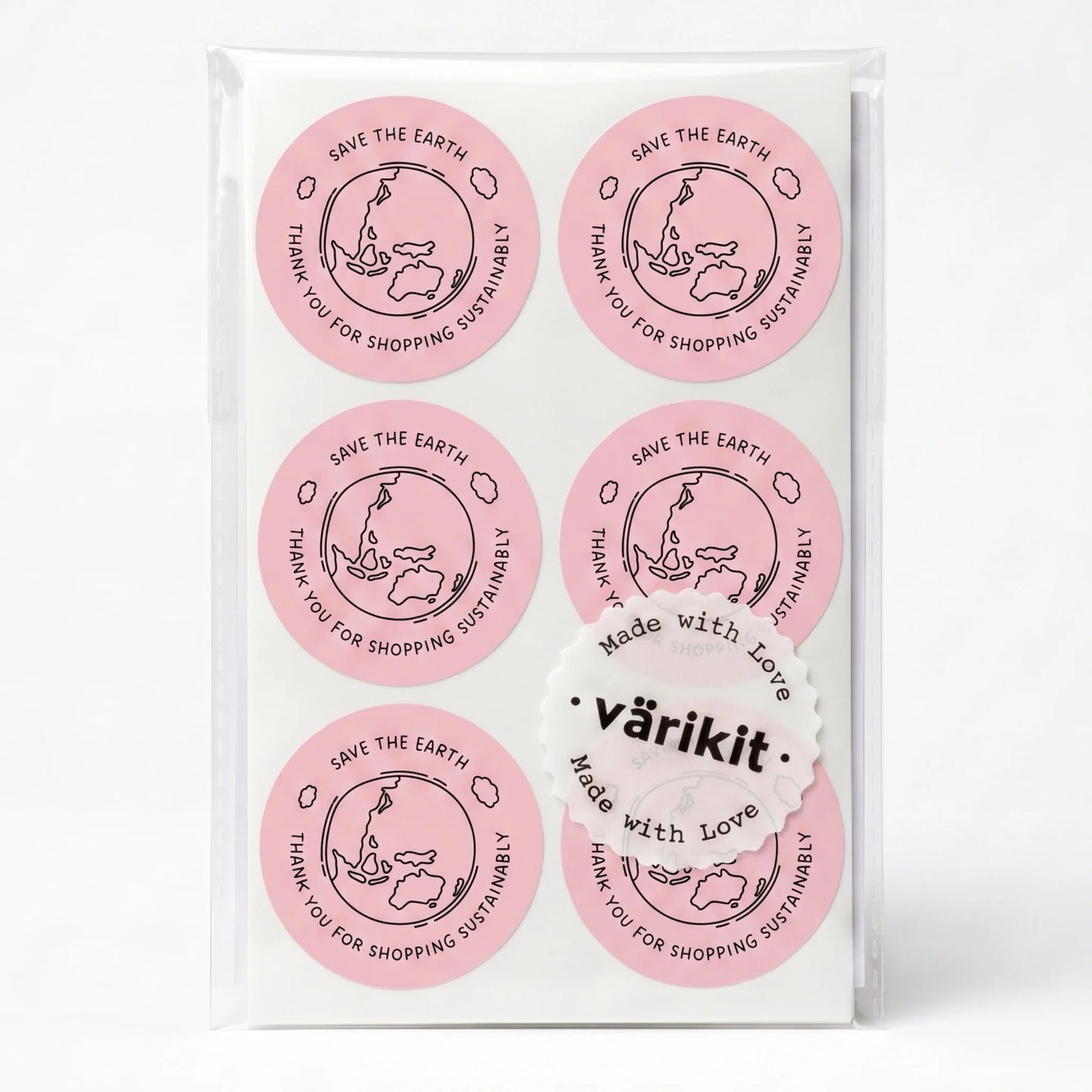 Pegatinas manuscritas de agradecimiento para pequeñas empresas, tierra ecológica garabateada, redondas de 2 pulgadas, 60 etiquetas | Varikit