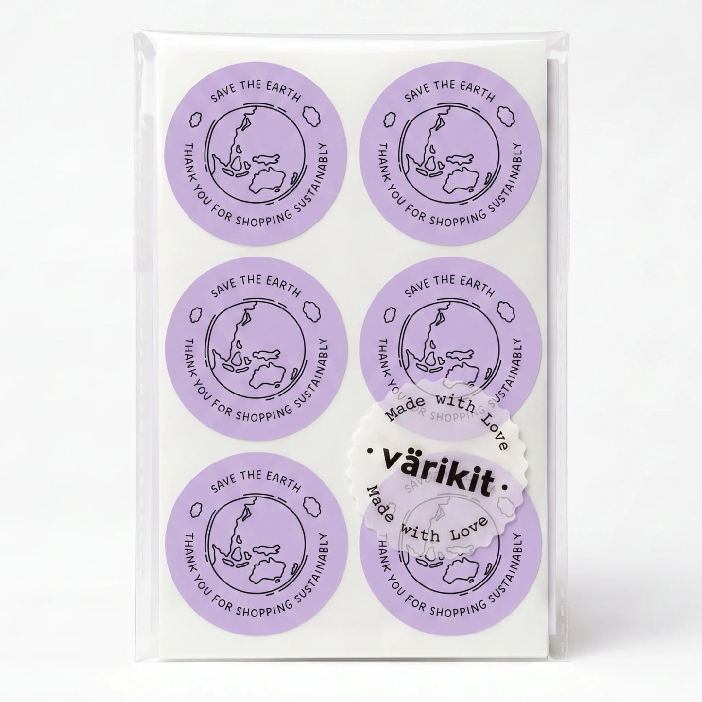 Pegatinas manuscritas de agradecimiento para pequeñas empresas, tierra ecológica garabateada, redondas de 2 pulgadas, 60 etiquetas | Varikit