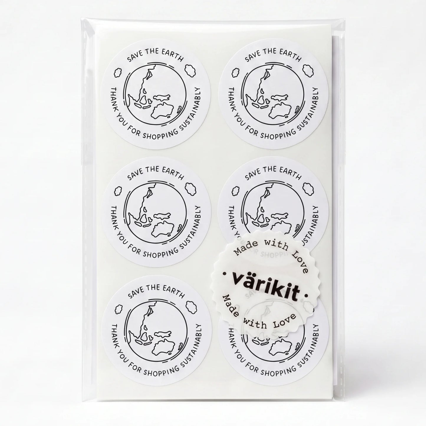 Pegatinas manuscritas de agradecimiento para pequeñas empresas, tierra ecológica garabateada, redondas de 2 pulgadas, 60 etiquetas | Varikit