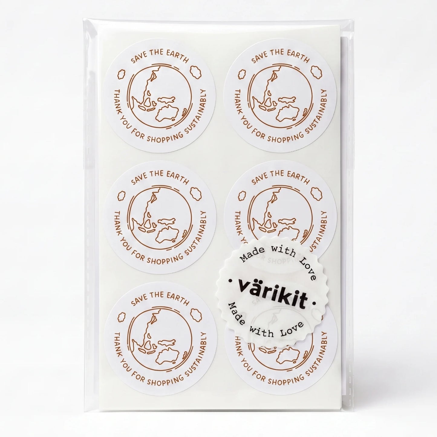 Pegatinas manuscritas de agradecimiento para pequeñas empresas, tierra ecológica garabateada, redondas de 2 pulgadas, 60 etiquetas | Varikit