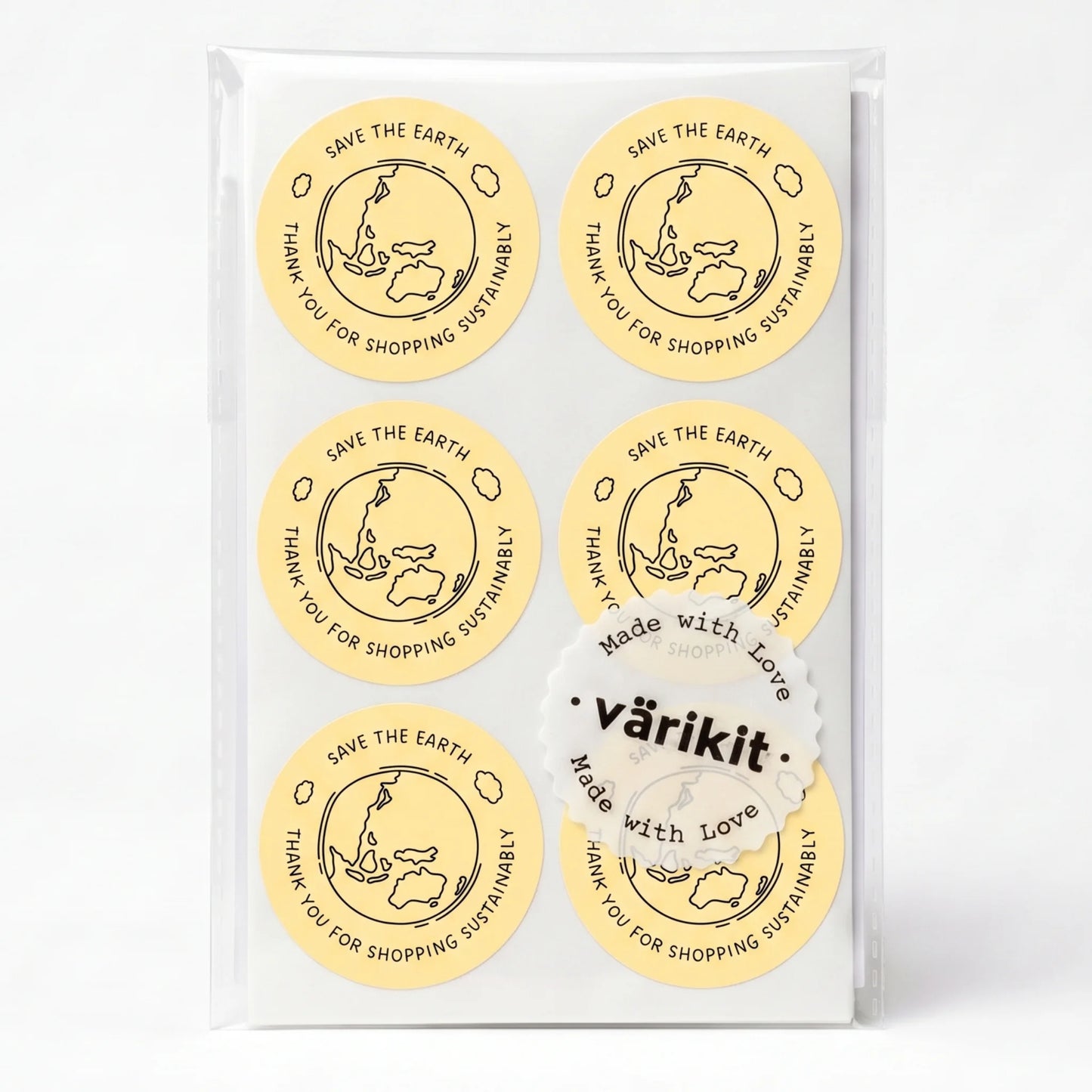 Pegatinas manuscritas de agradecimiento para pequeñas empresas, tierra ecológica garabateada, redondas de 2 pulgadas, 60 etiquetas | Varikit