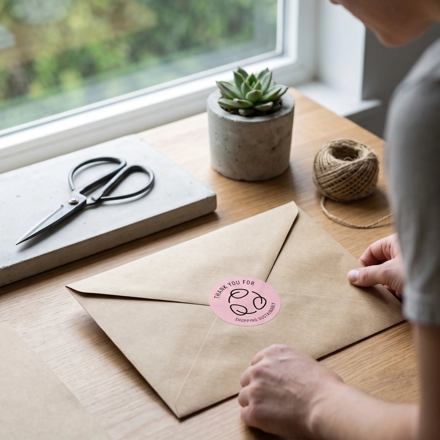 Pegatinas minimalistas de agradecimiento para pequeñas empresas, hojas ecológicas de reciclaje, redondas de 2 pulgadas, 60 etiquetas | Varikit