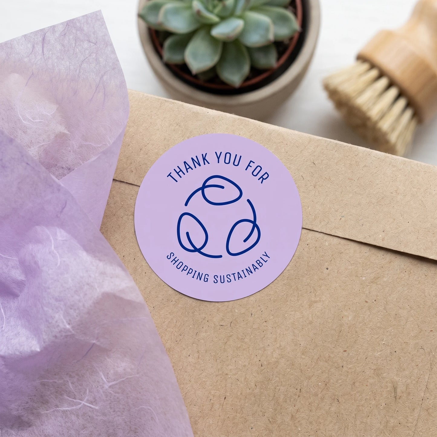 Pegatinas minimalistas de agradecimiento para pequeñas empresas, hojas ecológicas de reciclaje, redondas de 2 pulgadas, 60 etiquetas | Varikit