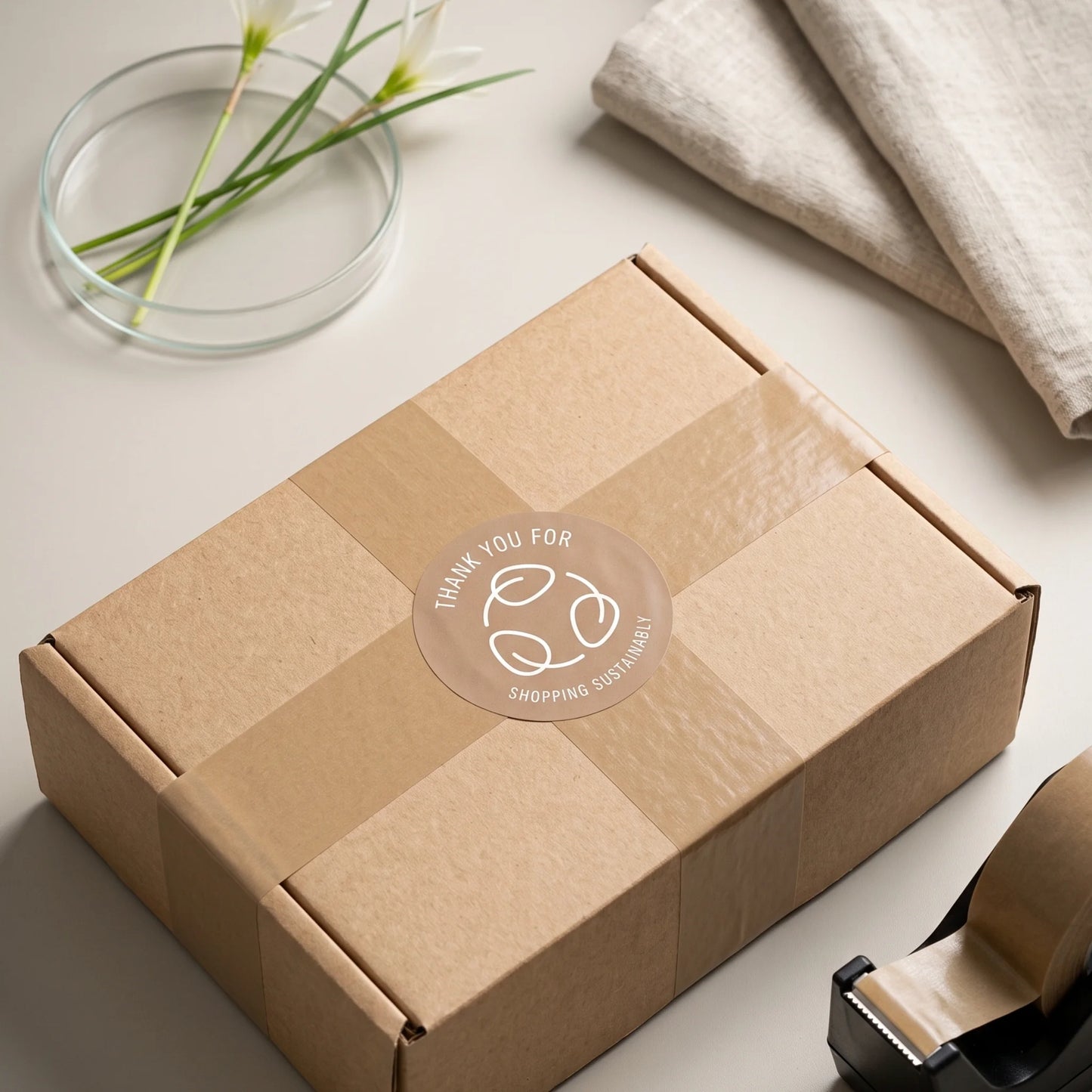 Pegatinas minimalistas de agradecimiento para pequeñas empresas, hojas ecológicas de reciclaje, redondas de 2 pulgadas, 60 etiquetas | Varikit