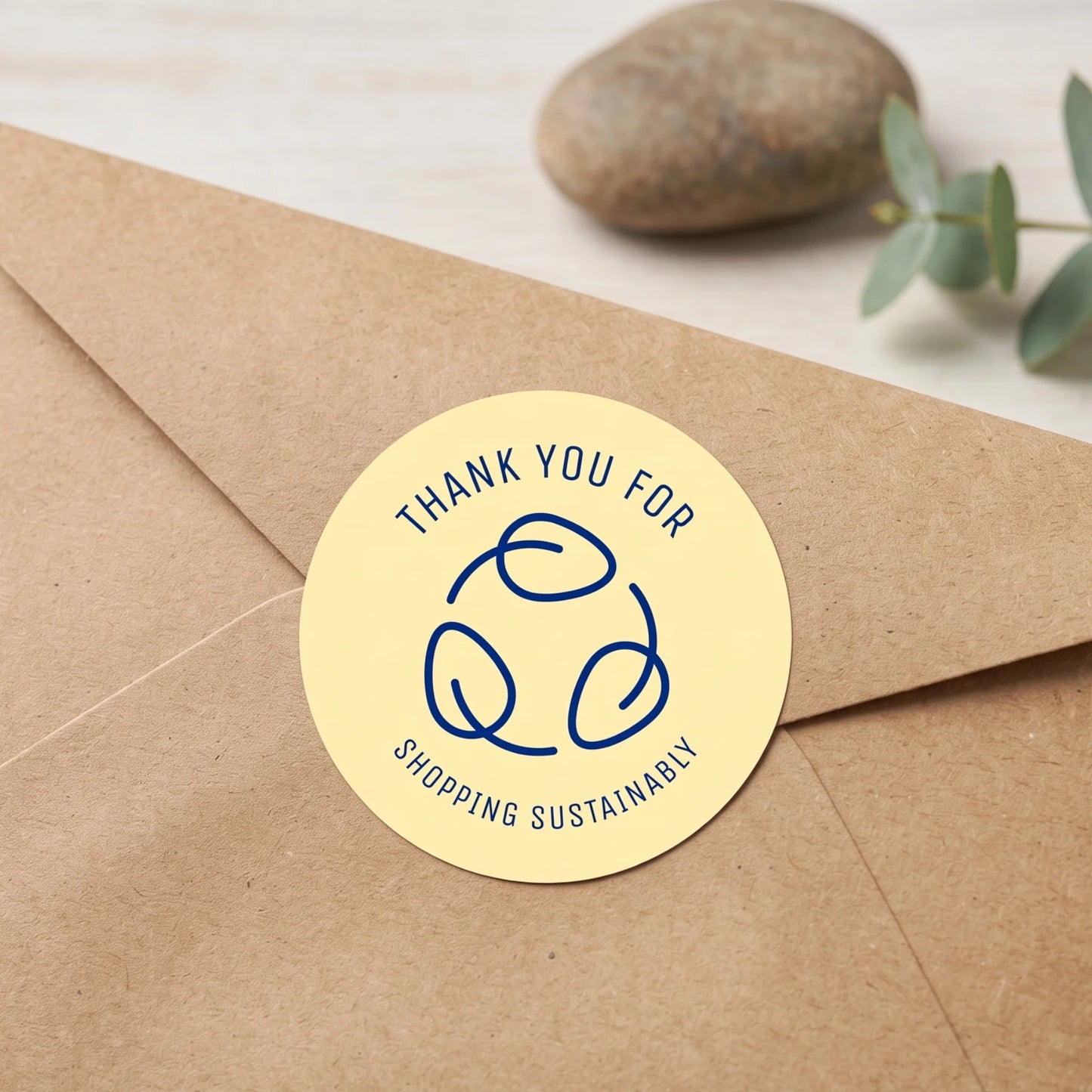 Pegatinas minimalistas de agradecimiento para pequeñas empresas, hojas ecológicas de reciclaje, redondas de 2 pulgadas, 60 etiquetas | Varikit