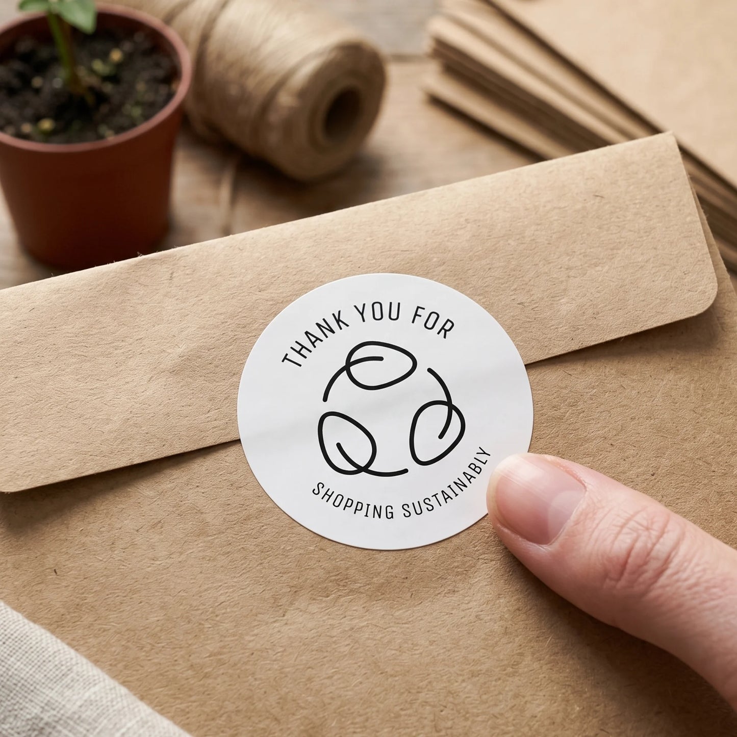 Pegatinas minimalistas de agradecimiento para pequeñas empresas, hojas ecológicas de reciclaje, redondas de 2 pulgadas, 60 etiquetas | Varikit