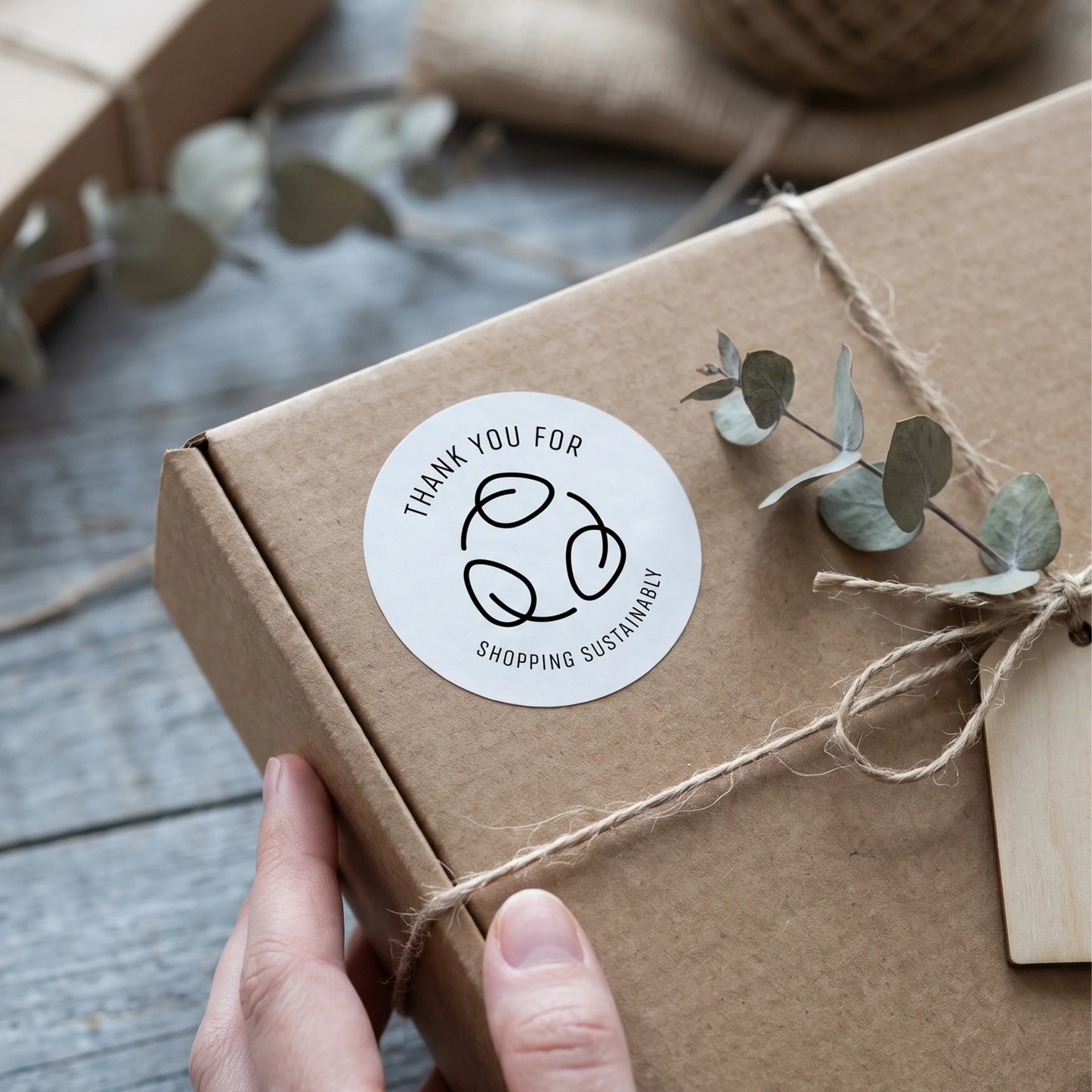 Pegatinas minimalistas de agradecimiento para pequeñas empresas, hojas ecológicas de reciclaje, redondas de 2 pulgadas, 60 etiquetas | Varikit