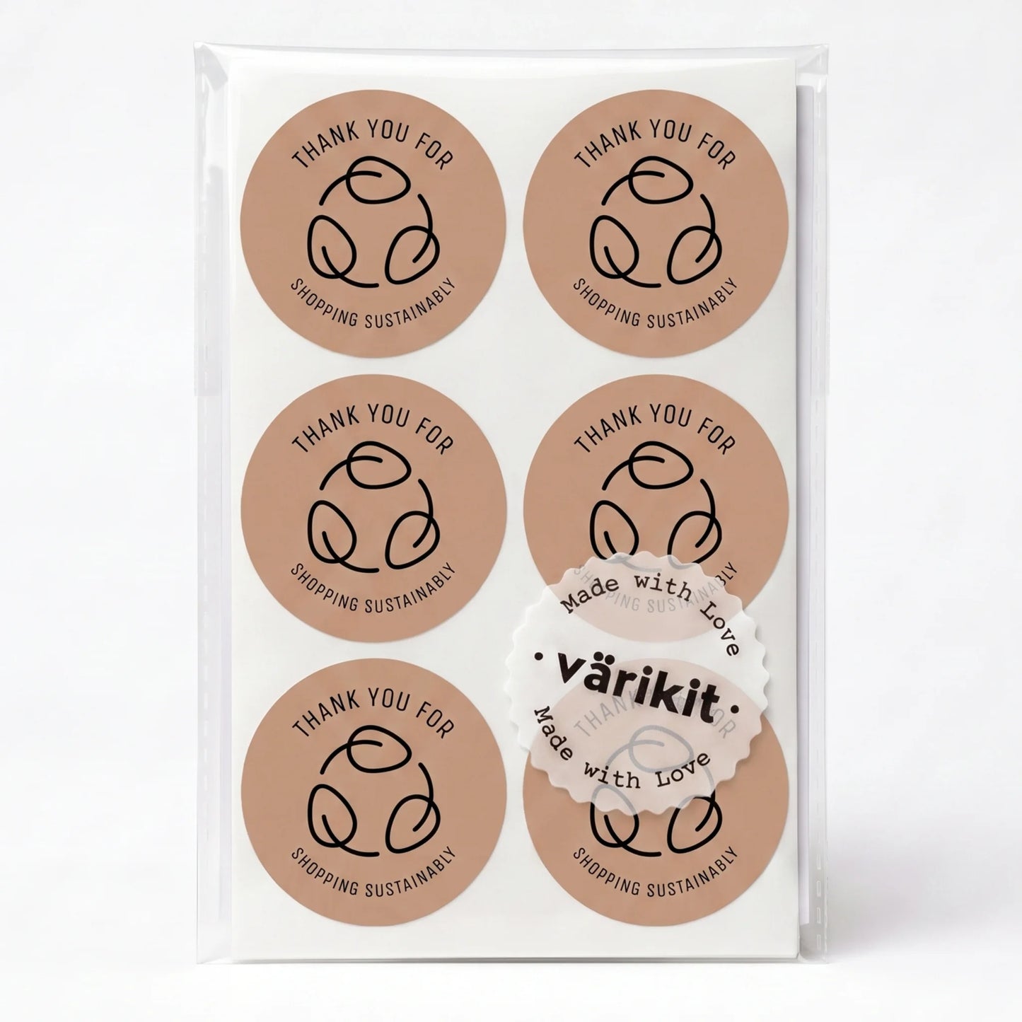 Pegatinas minimalistas de agradecimiento para pequeñas empresas, hojas ecológicas de reciclaje, redondas de 2 pulgadas, 60 etiquetas | Varikit