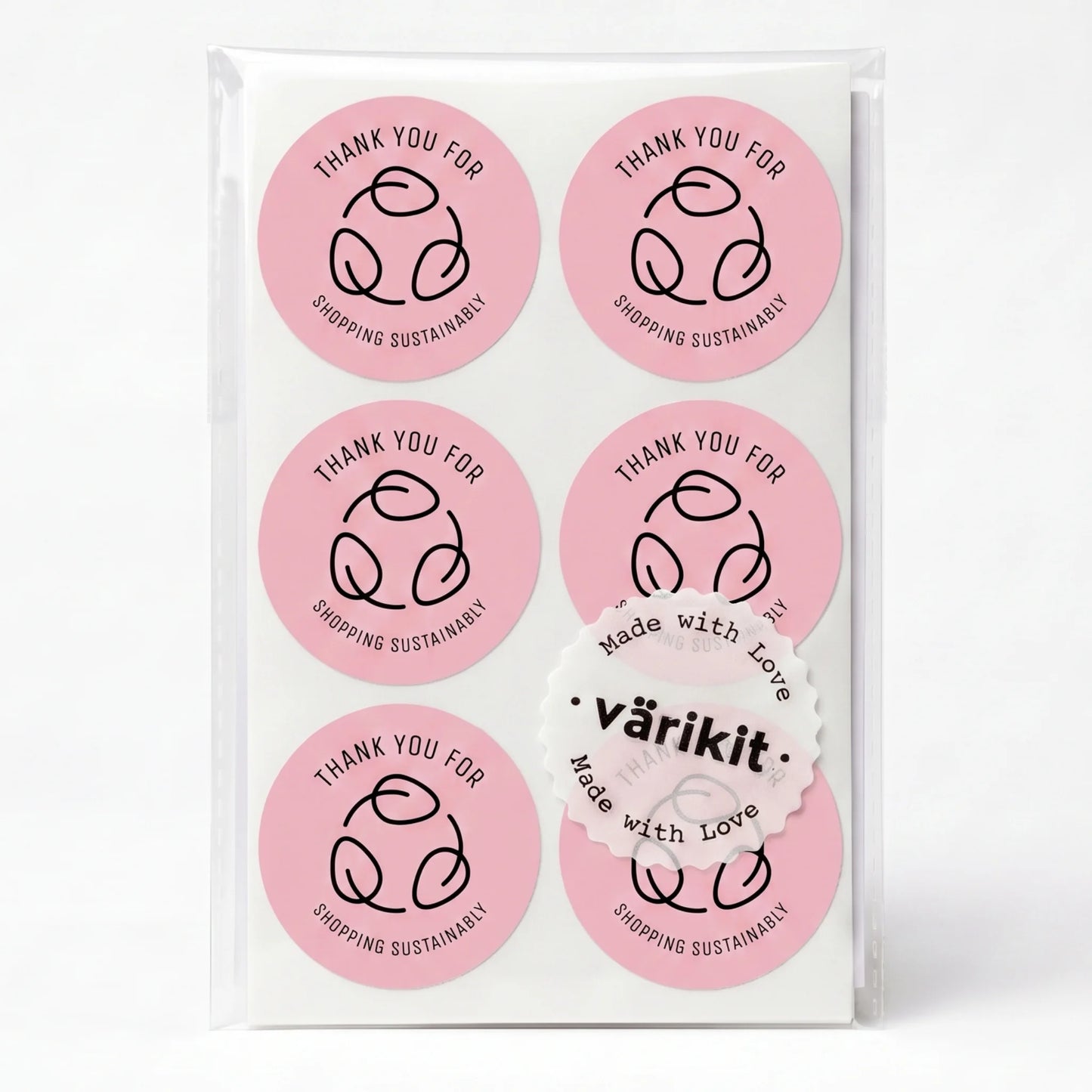 Pegatinas minimalistas de agradecimiento para pequeñas empresas, hojas ecológicas de reciclaje, redondas de 2 pulgadas, 60 etiquetas | Varikit