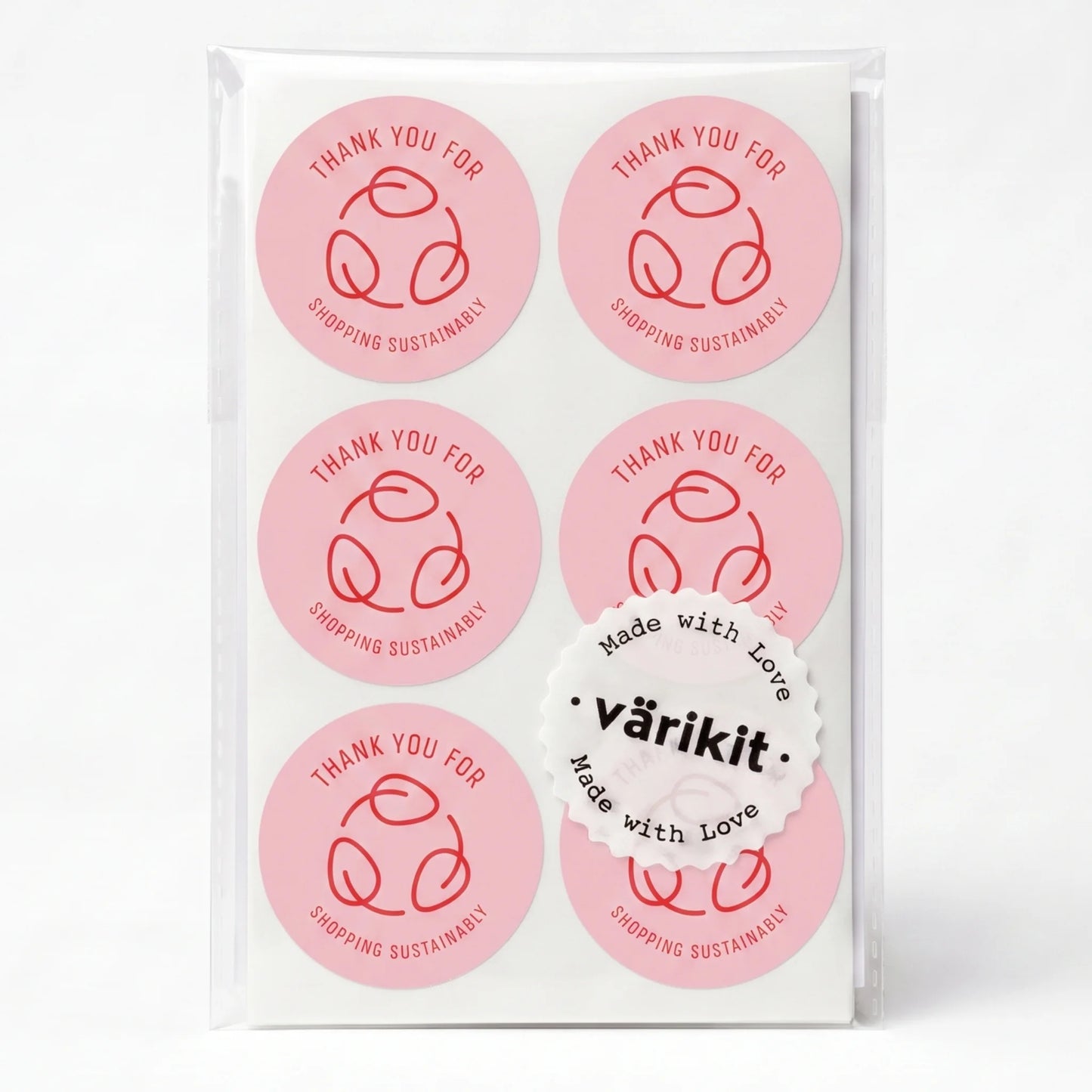 Pegatinas minimalistas de agradecimiento para pequeñas empresas, hojas ecológicas de reciclaje, redondas de 2 pulgadas, 60 etiquetas | Varikit