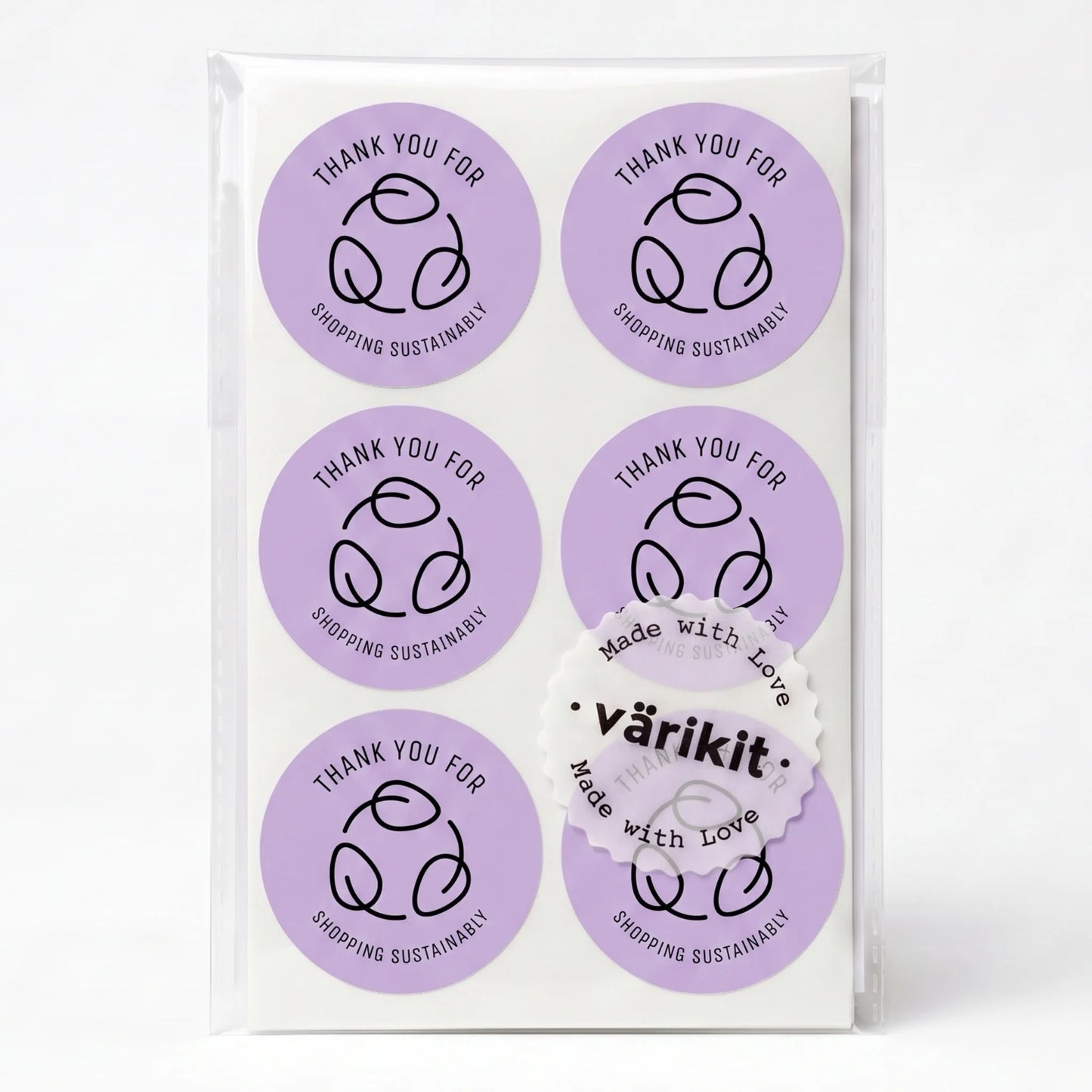 Pegatinas minimalistas de agradecimiento para pequeñas empresas, hojas ecológicas de reciclaje, redondas de 2 pulgadas, 60 etiquetas | Varikit