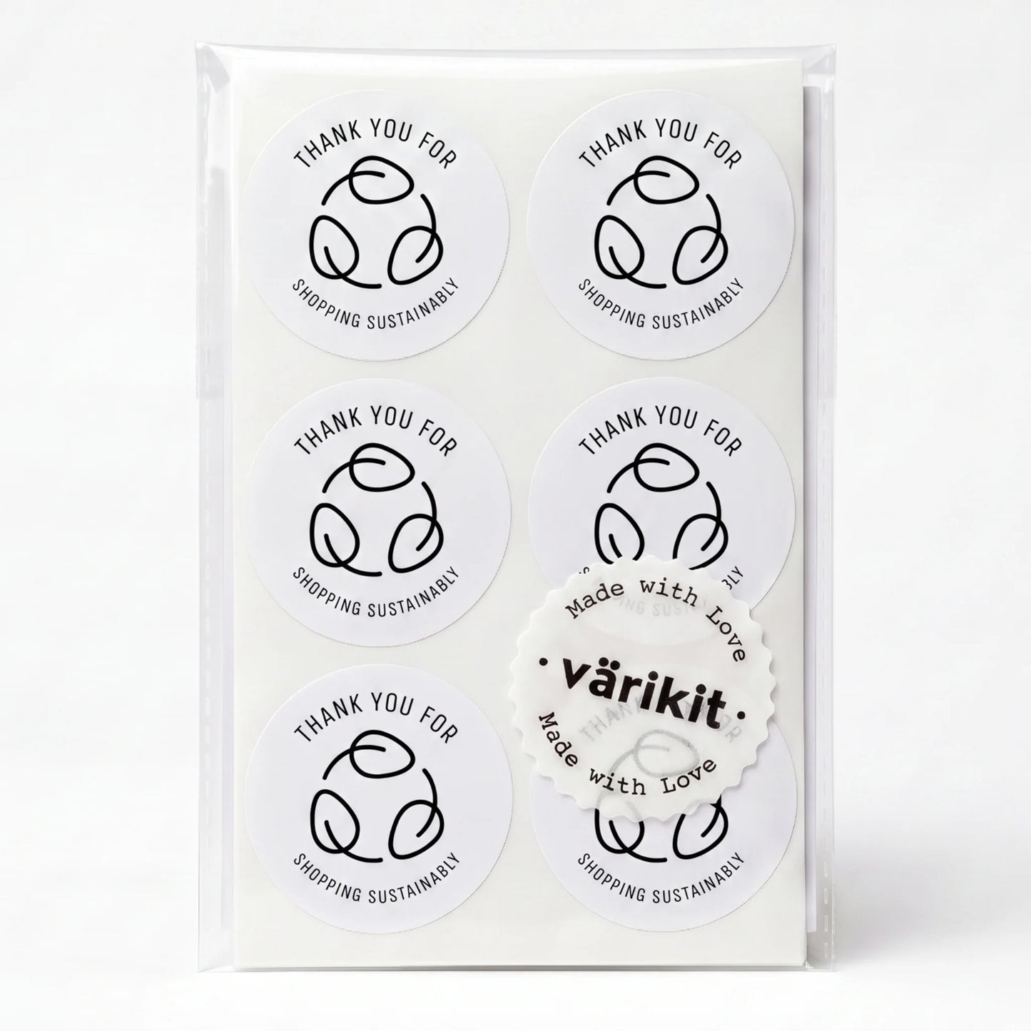 Pegatinas minimalistas de agradecimiento para pequeñas empresas, hojas ecológicas de reciclaje, redondas de 2 pulgadas, 60 etiquetas | Varikit