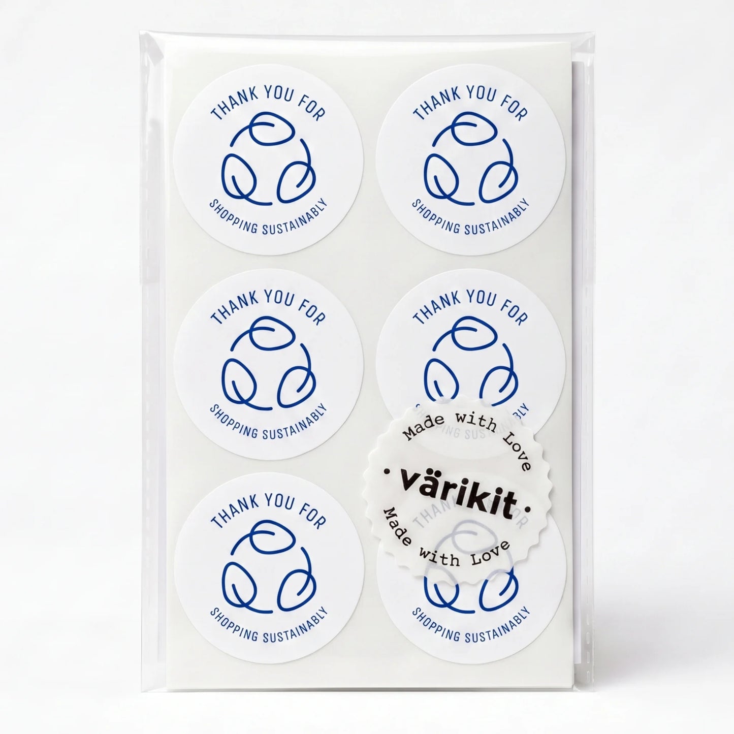 Pegatinas minimalistas de agradecimiento para pequeñas empresas, hojas ecológicas de reciclaje, redondas de 2 pulgadas, 60 etiquetas | Varikit