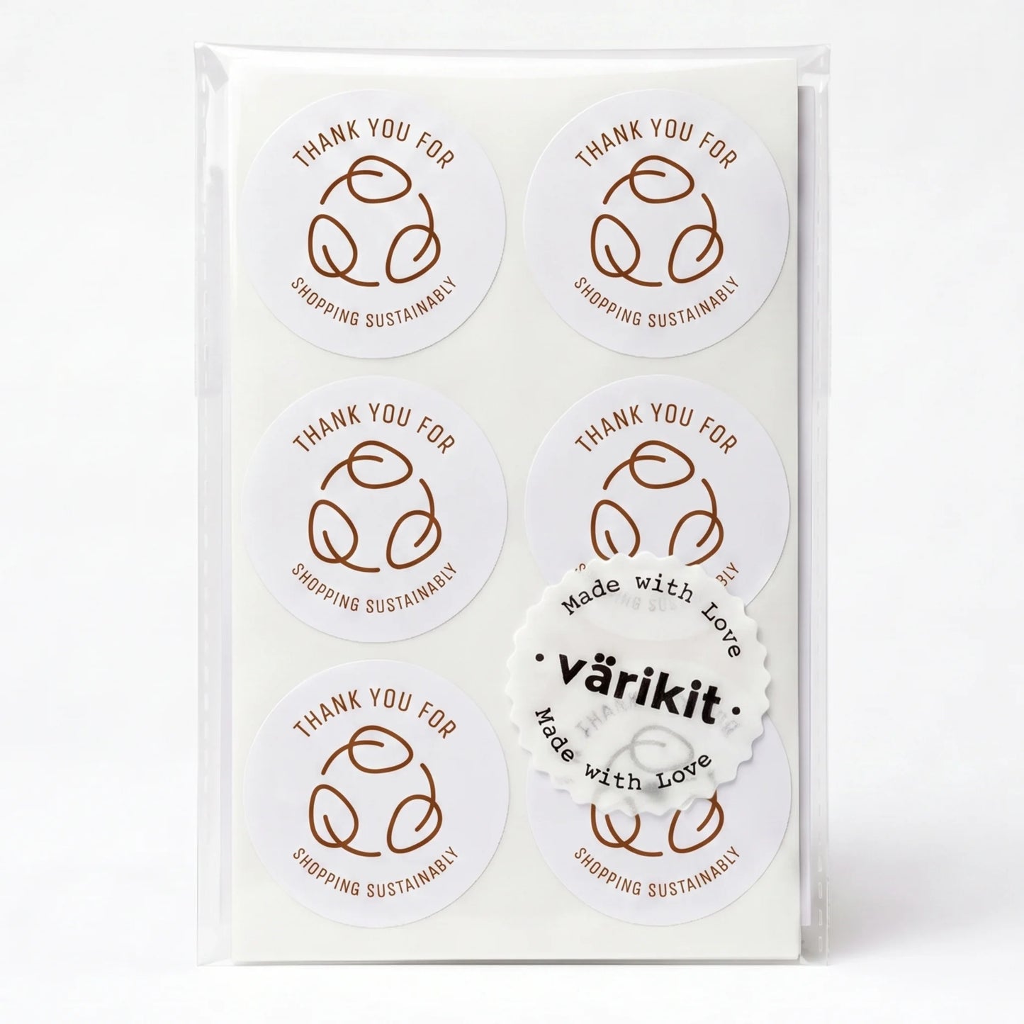 Pegatinas minimalistas de agradecimiento para pequeñas empresas, hojas ecológicas de reciclaje, redondas de 2 pulgadas, 60 etiquetas | Varikit