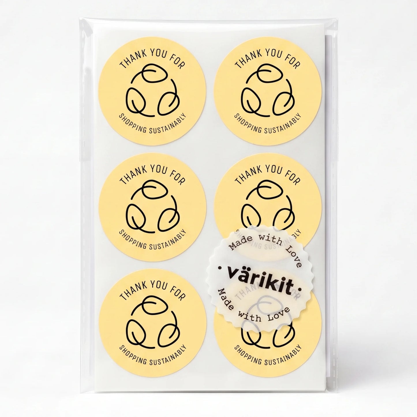 Pegatinas minimalistas de agradecimiento para pequeñas empresas, hojas ecológicas de reciclaje, redondas de 2 pulgadas, 60 etiquetas | Varikit