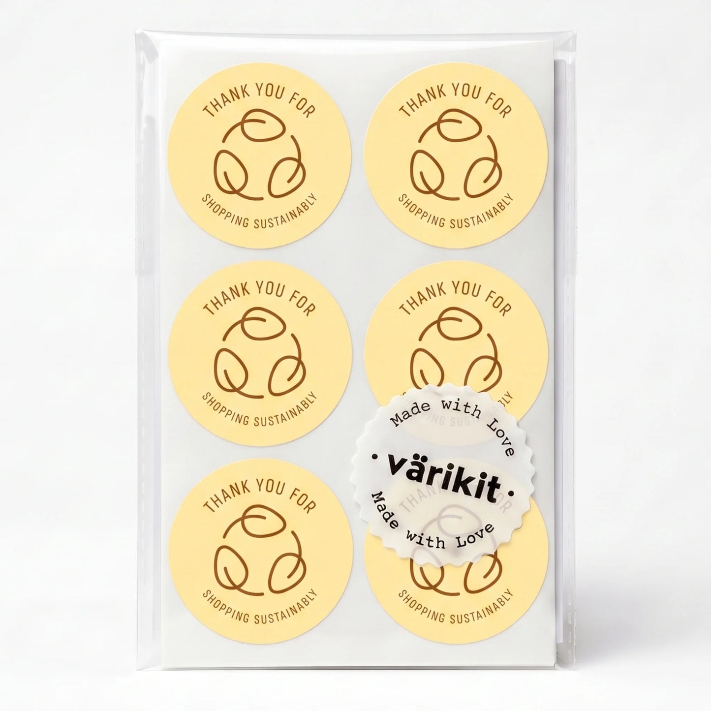 Pegatinas minimalistas de agradecimiento para pequeñas empresas, hojas ecológicas de reciclaje, redondas de 2 pulgadas, 60 etiquetas | Varikit