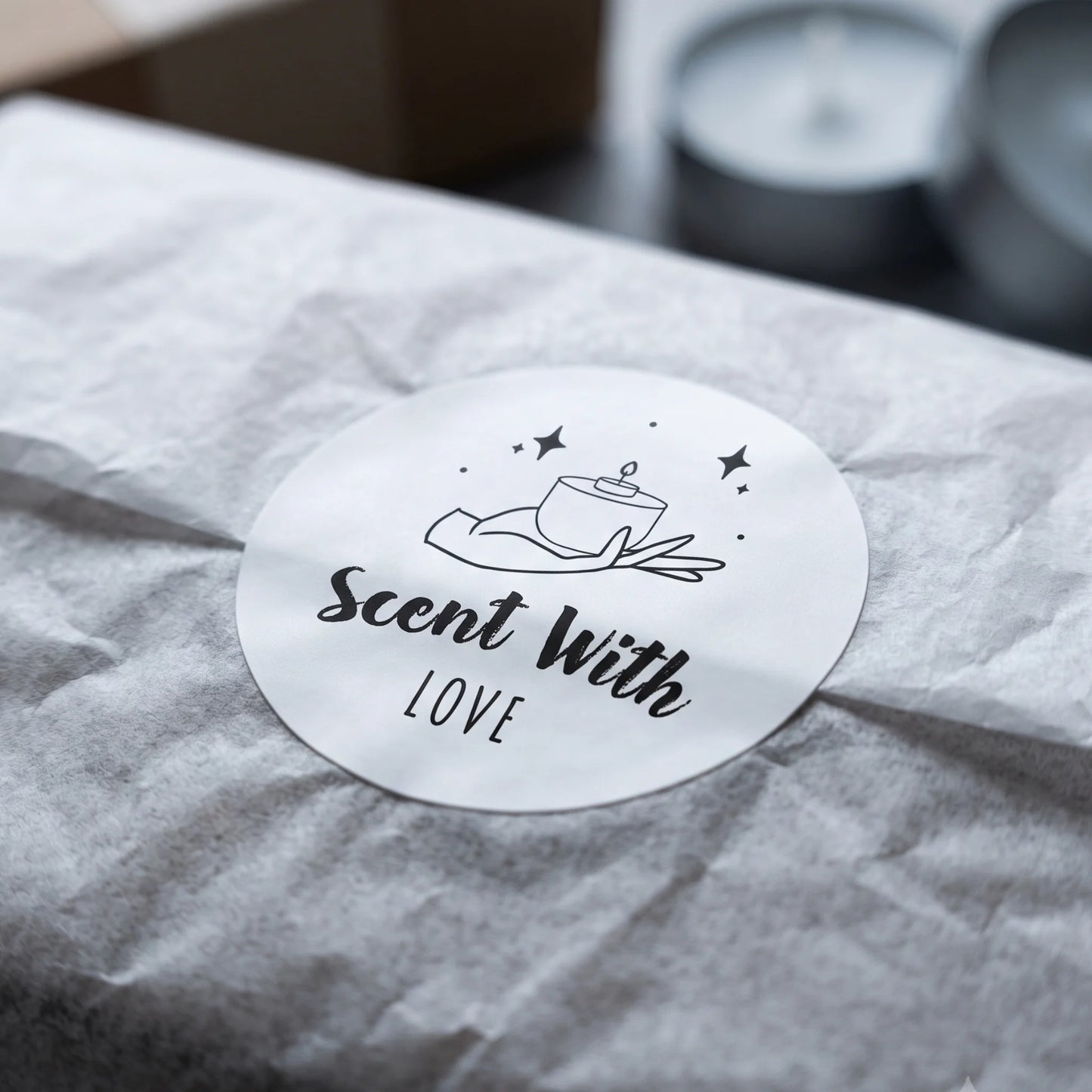 Autocollants Scent with Love pour petites entreprises, style céleste, ronds de 5 cm, 60 étiquettes | Varikit