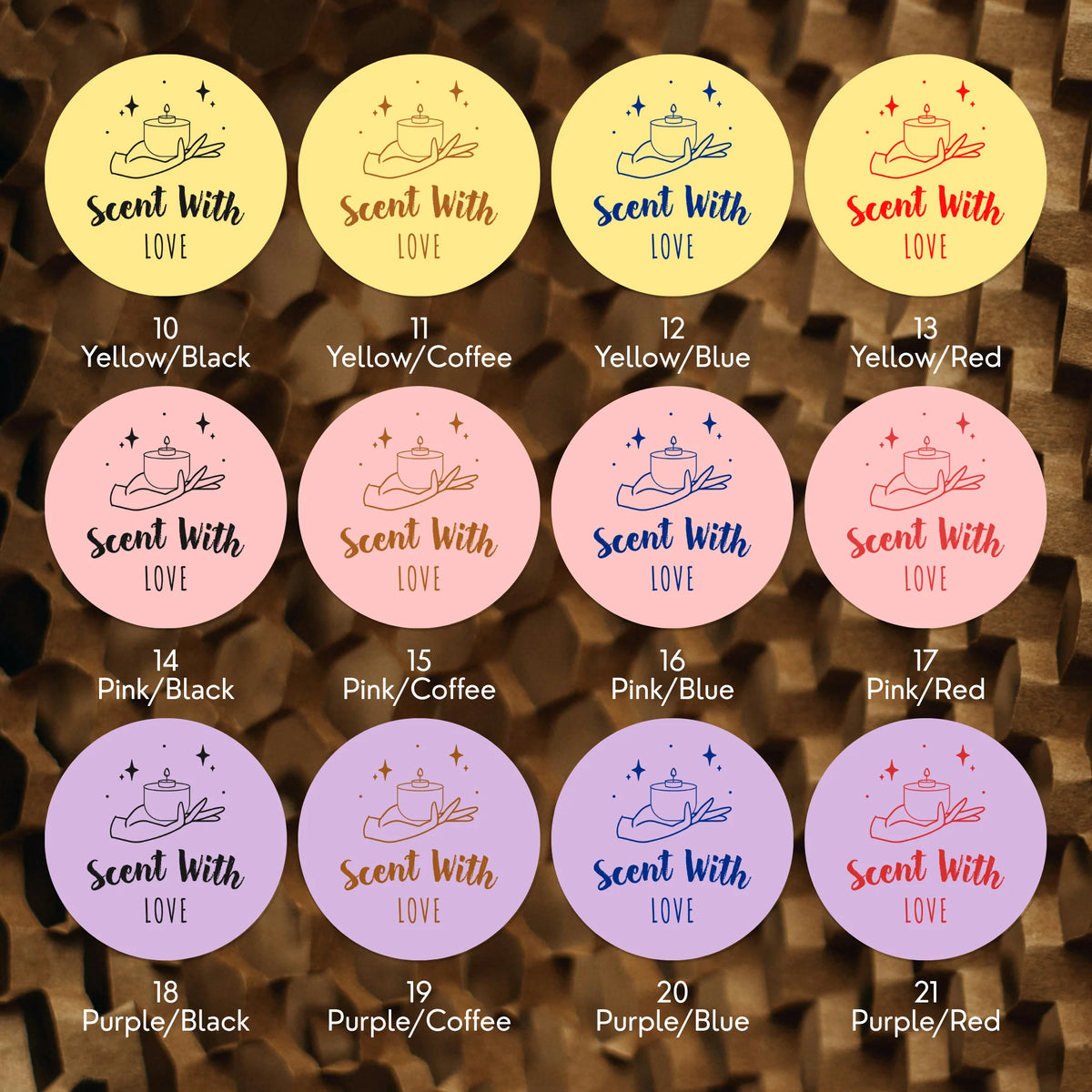 Pegatinas «Aromatizado con amor» para pequeñas empresas, estilo celestial, redondas de 2 pulgadas, 60 etiquetas | Varikit
