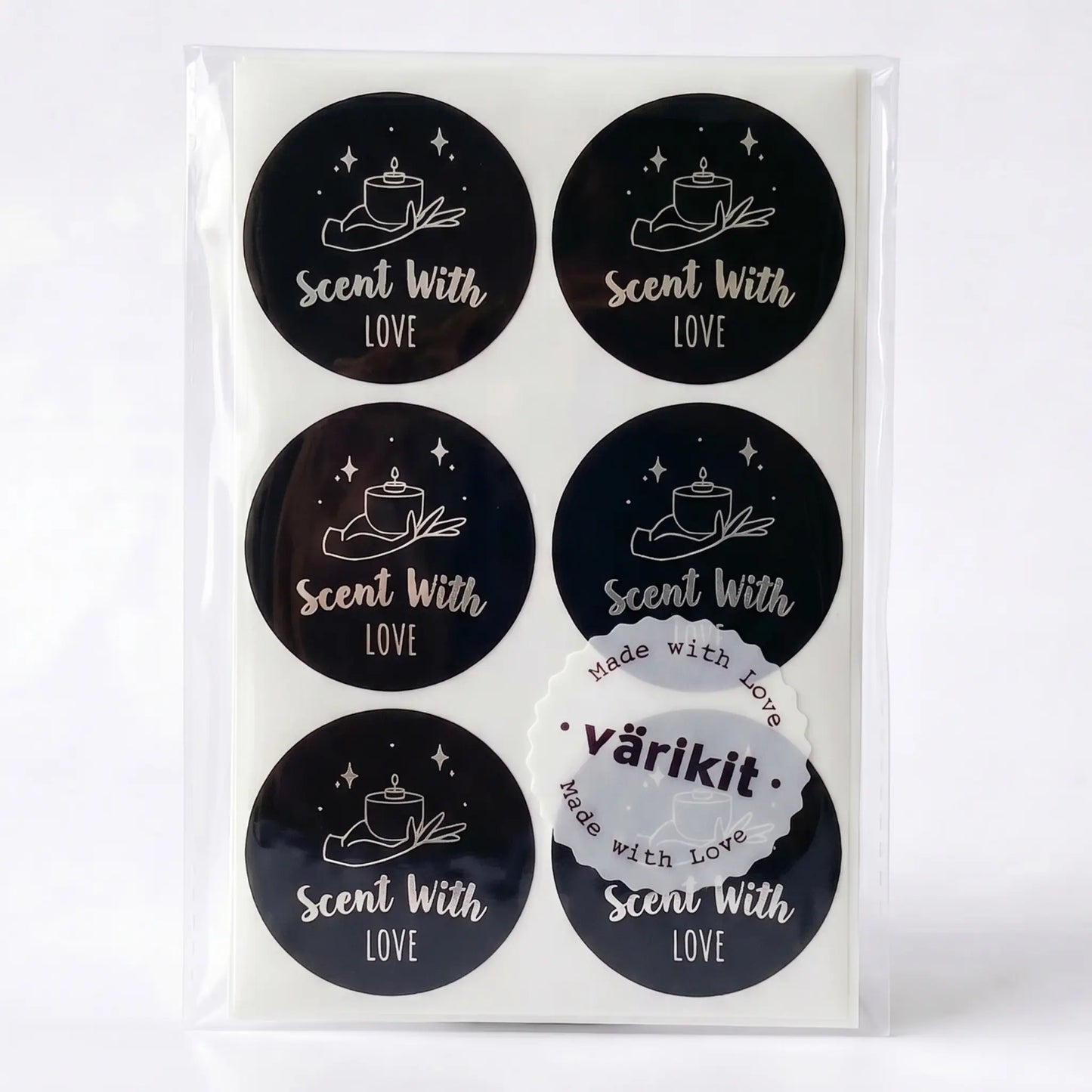 Small business scent with love sticker featuring celestial style design