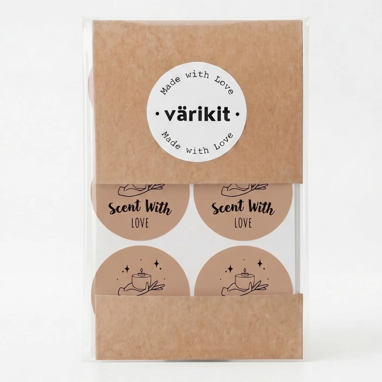Celestial style scent with love sticker in brown and black