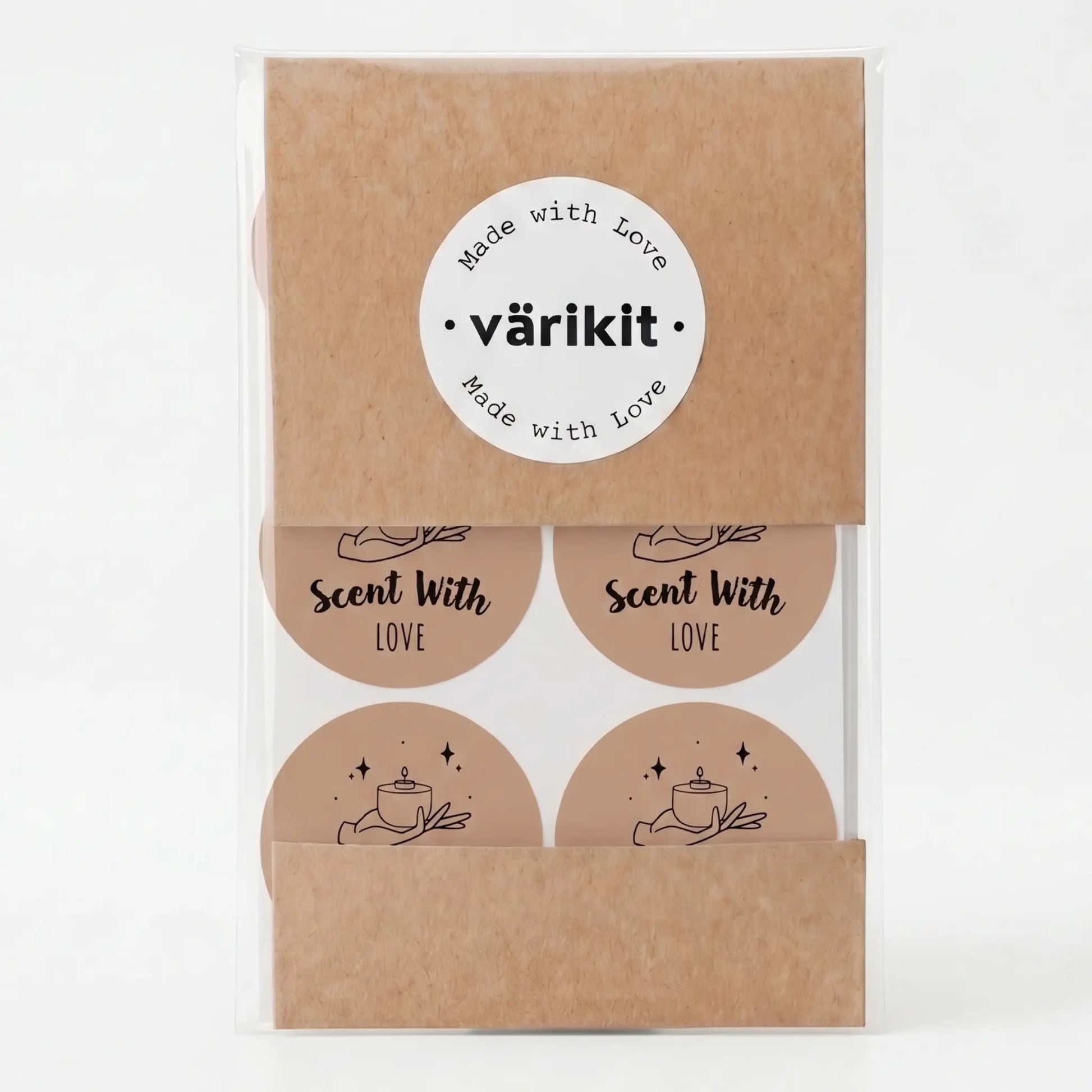 Celestial style scent with love sticker in brown and black