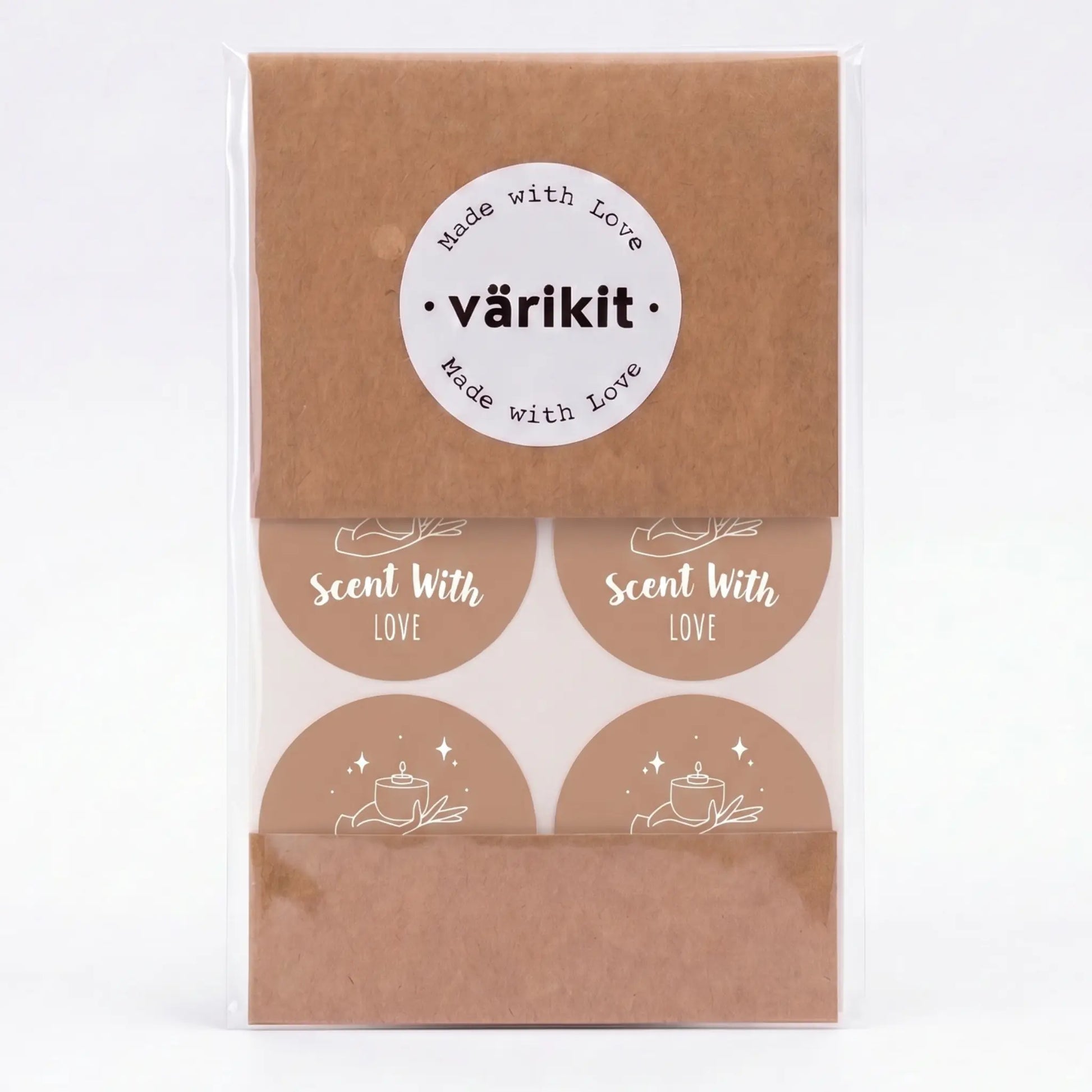 Round scent with love label with celestial style design