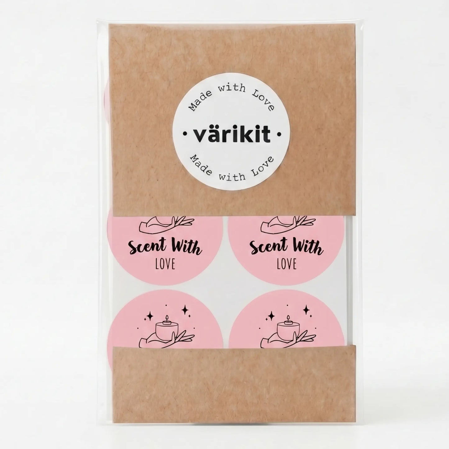 Celestial style scent with love sticker in pink and black