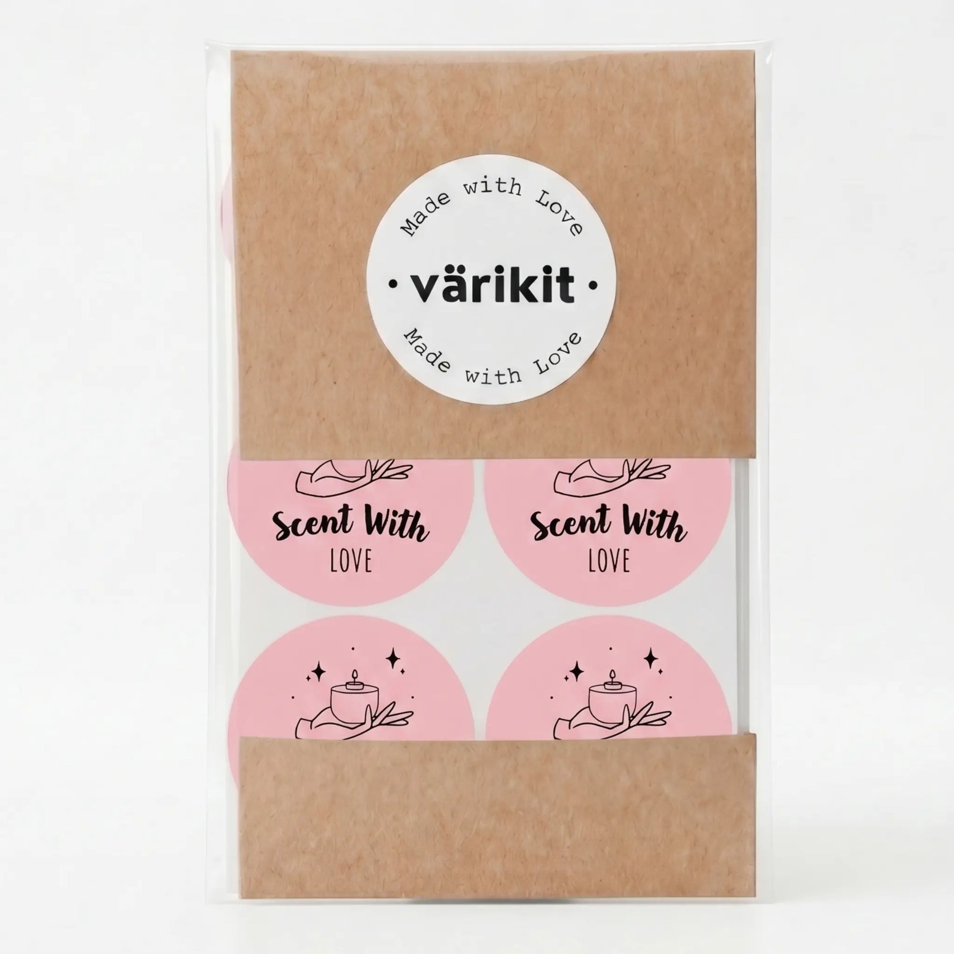 Celestial style scent with love sticker in pink and black