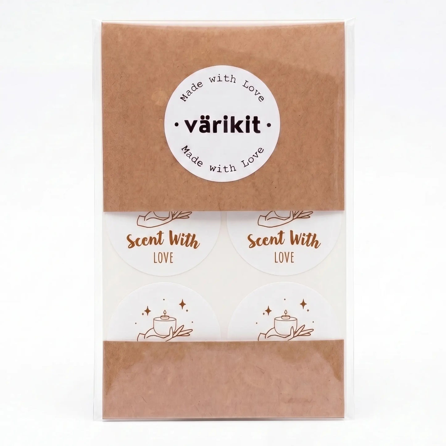 Celestial style scent with love sticker in white and coffee