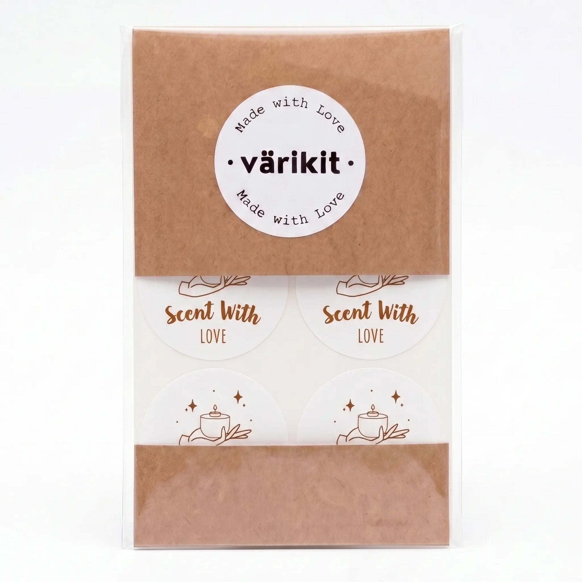 Celestial style scent with love sticker in white and coffee