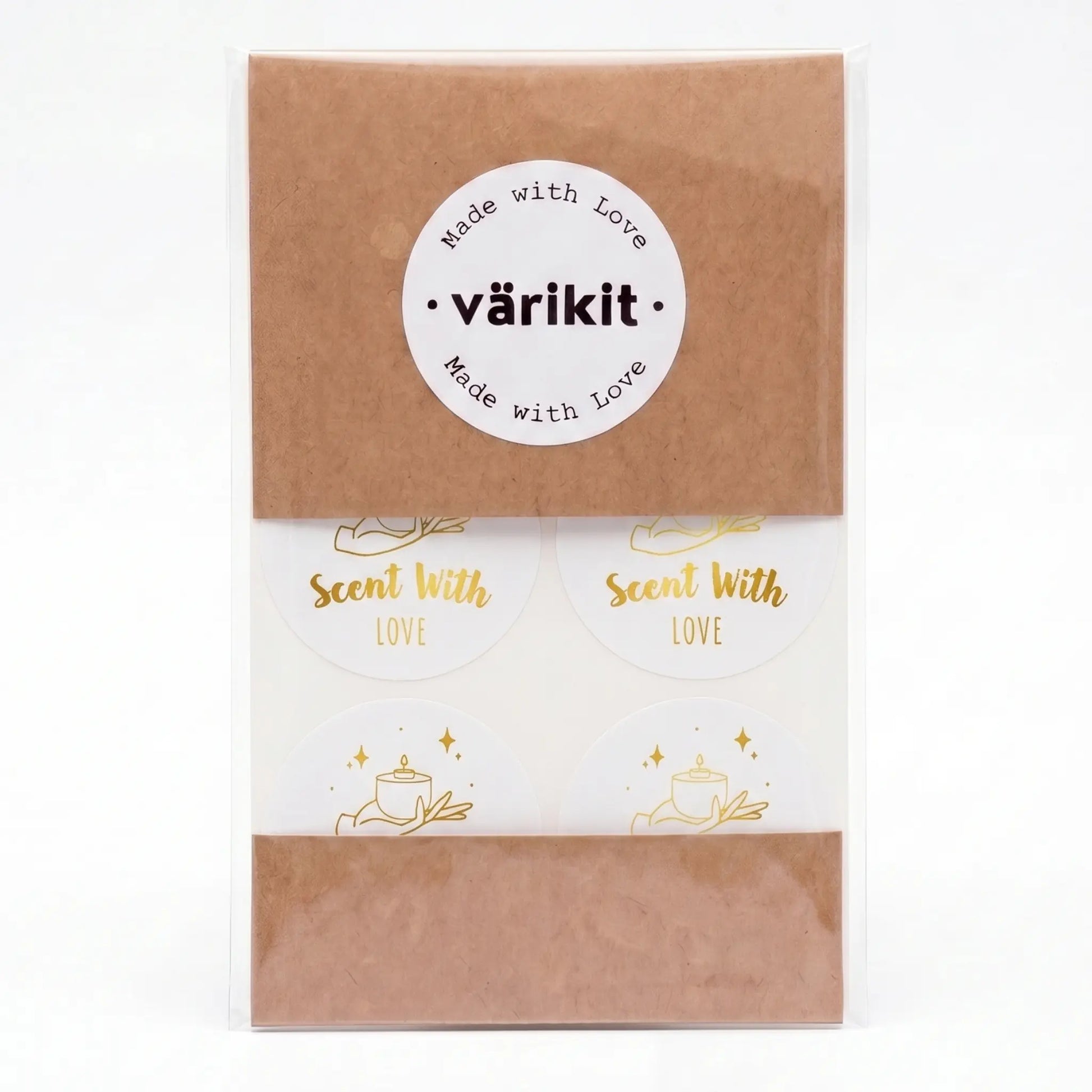 Round scent with love label with celestial style design