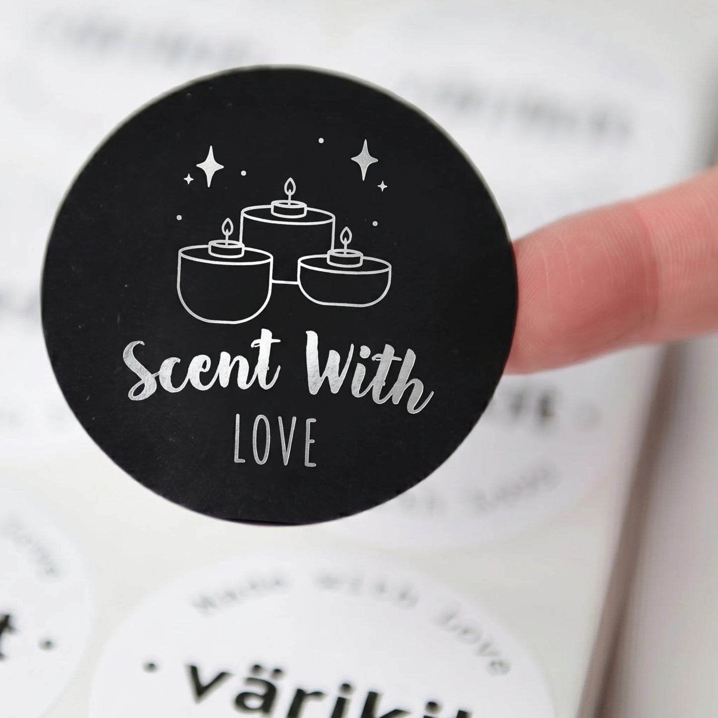 Mystical Celestial Scent With Love Stickers for Small Business, Cozy Tealight Candles, 2-Inch Round, 60 Labels | Varikit