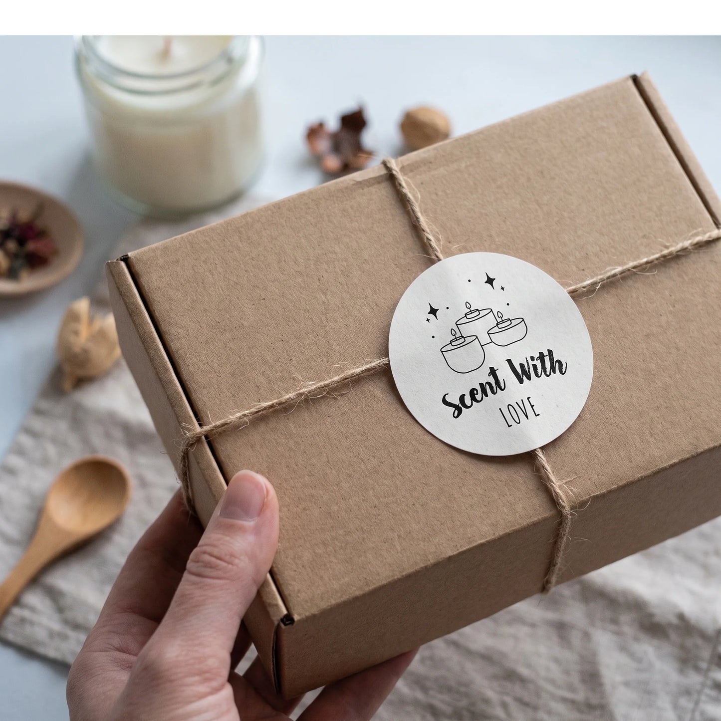 Mystical Celestial Scent With Love Stickers for Small Business, Cozy Tealight Candles, 2-Inch Round, 60 Labels | Varikit