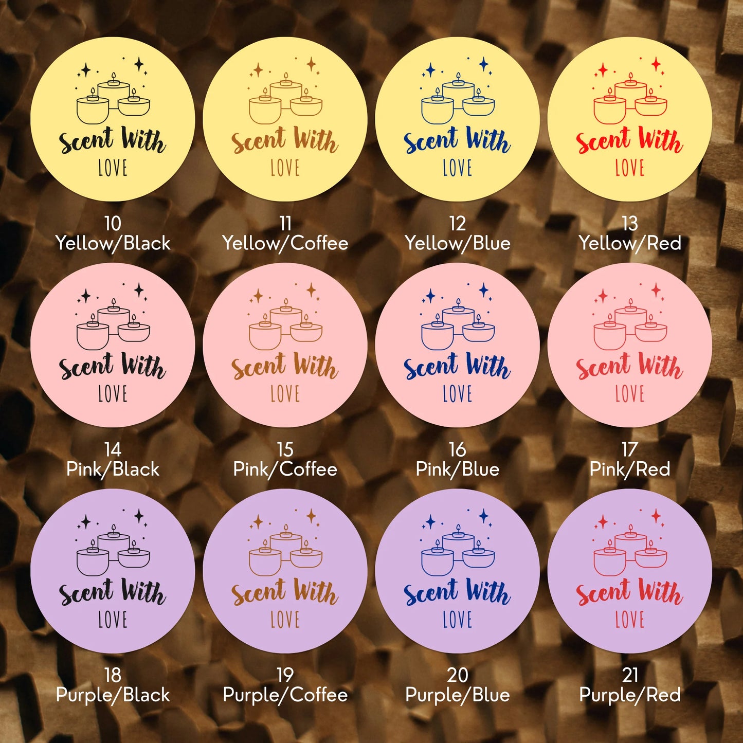 Mystical Celestial Scent With Love Stickers for Small Business, Cozy Tealight Candles, 2-Inch Round, 60 Labels | Varikit