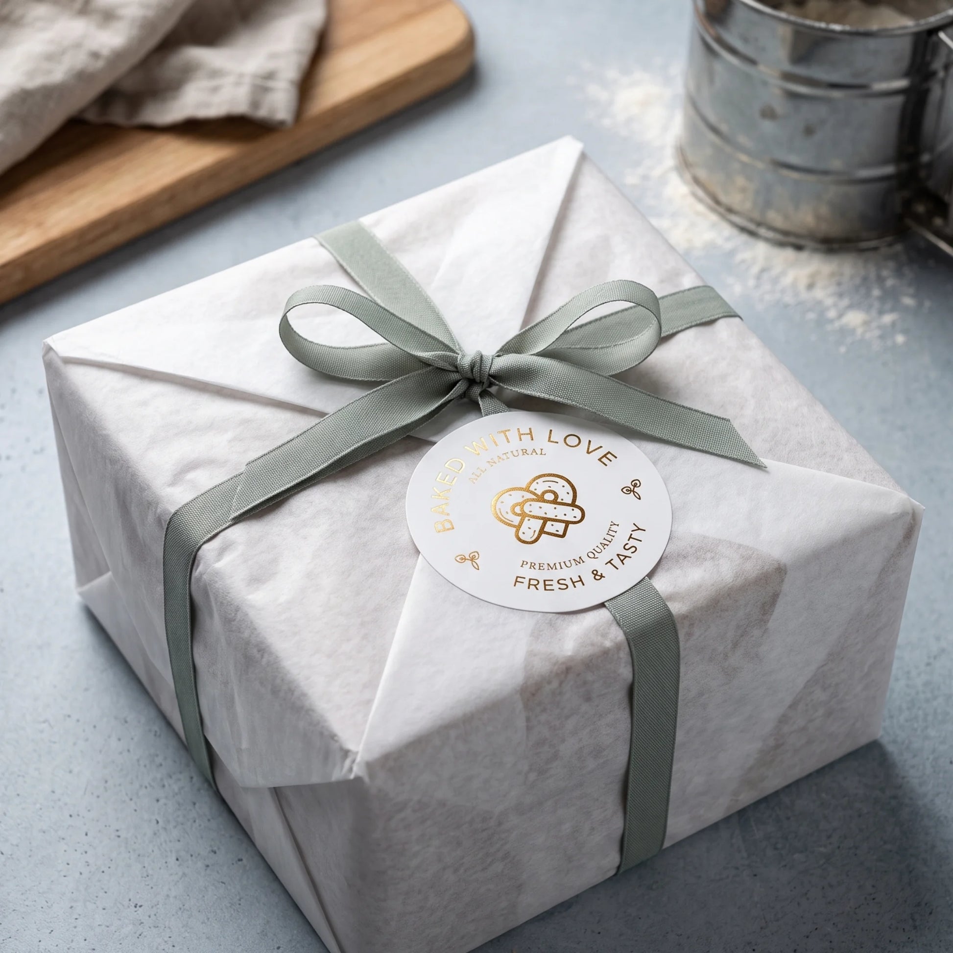 Fresh traditional design securing homemade food packaging for artisan brands.