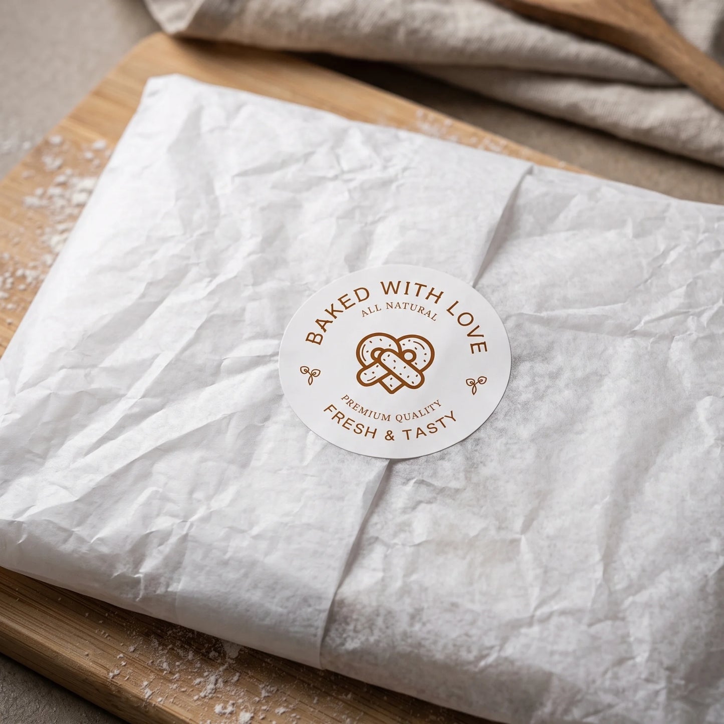 Complete the homemade food unboxing moment with this clean Fresh & Tasty seal.