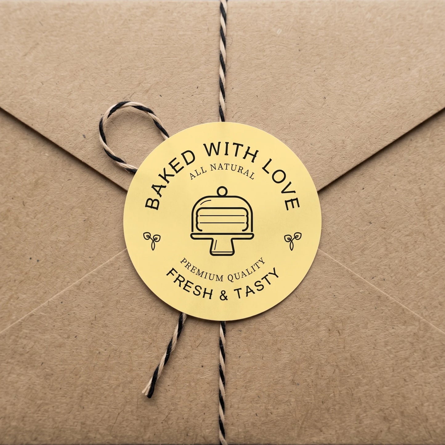 Baked with Love Stickers for Small Business, Modern Cake Monoline, 2-Inch Round, 60 Labels | Varikit
